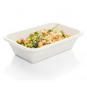 BIONIC Schale, Bagasse – 950 ml, 215 × 140 × 52 mm, weiss – 50 Stk.