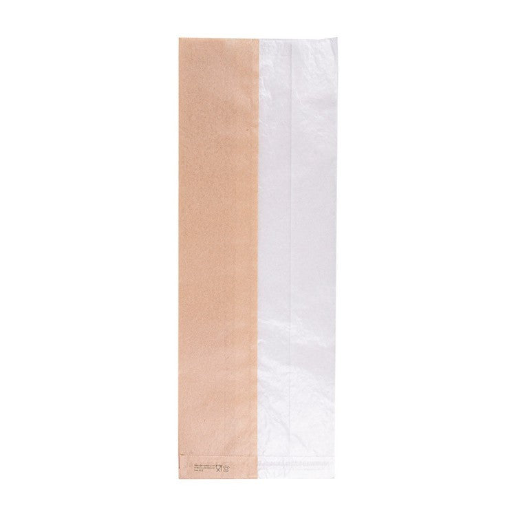 Just Papierbeutel – Kraftpapier, 14 × 38 × 8 cm, mit Fenster, für Sandwiches, 250 Stück