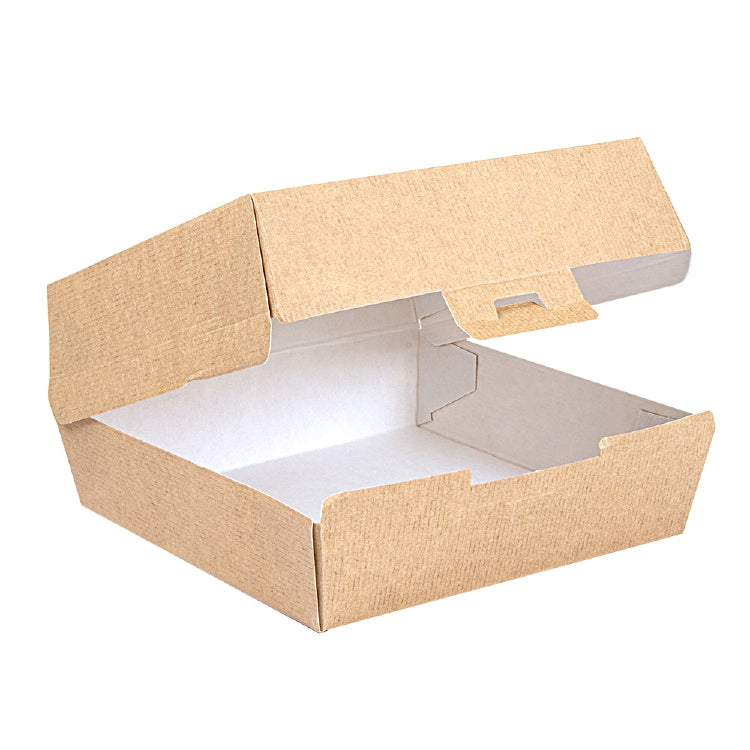THEPACK Take-away-Box, Papier/Karton, mit Klappdeckel – 176 × 168 × 78 mm – FSC – 50 Stk.