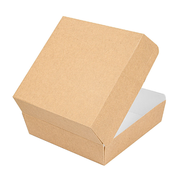 THEPACK Take-away-Box, Papier/Karton, mit Klappdeckel – 176 × 168 × 78 mm – FSC – 50 Stk.
