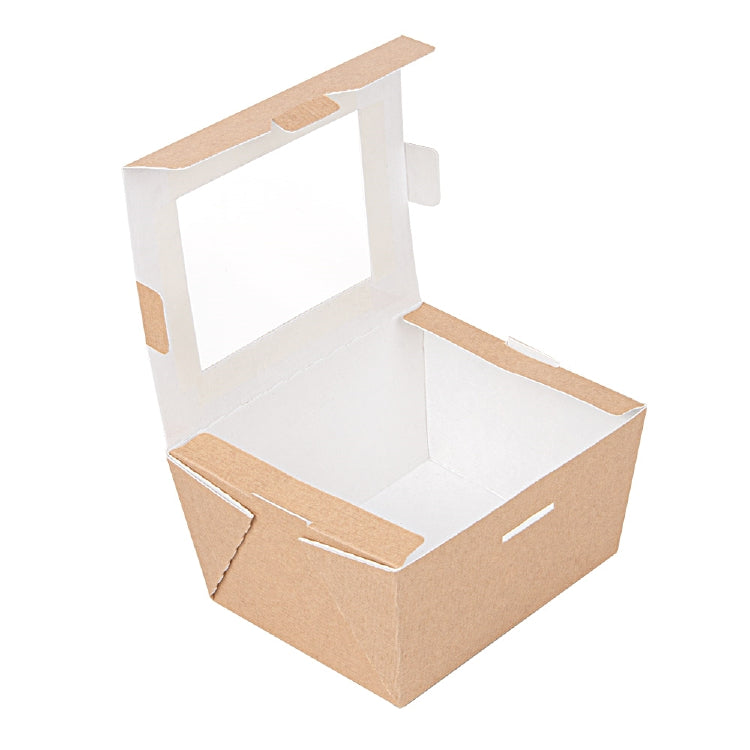 Take-away-Box mit Sichtfenster, Papier/Karton – 780 ml, natur – FSC – 50 Stk.