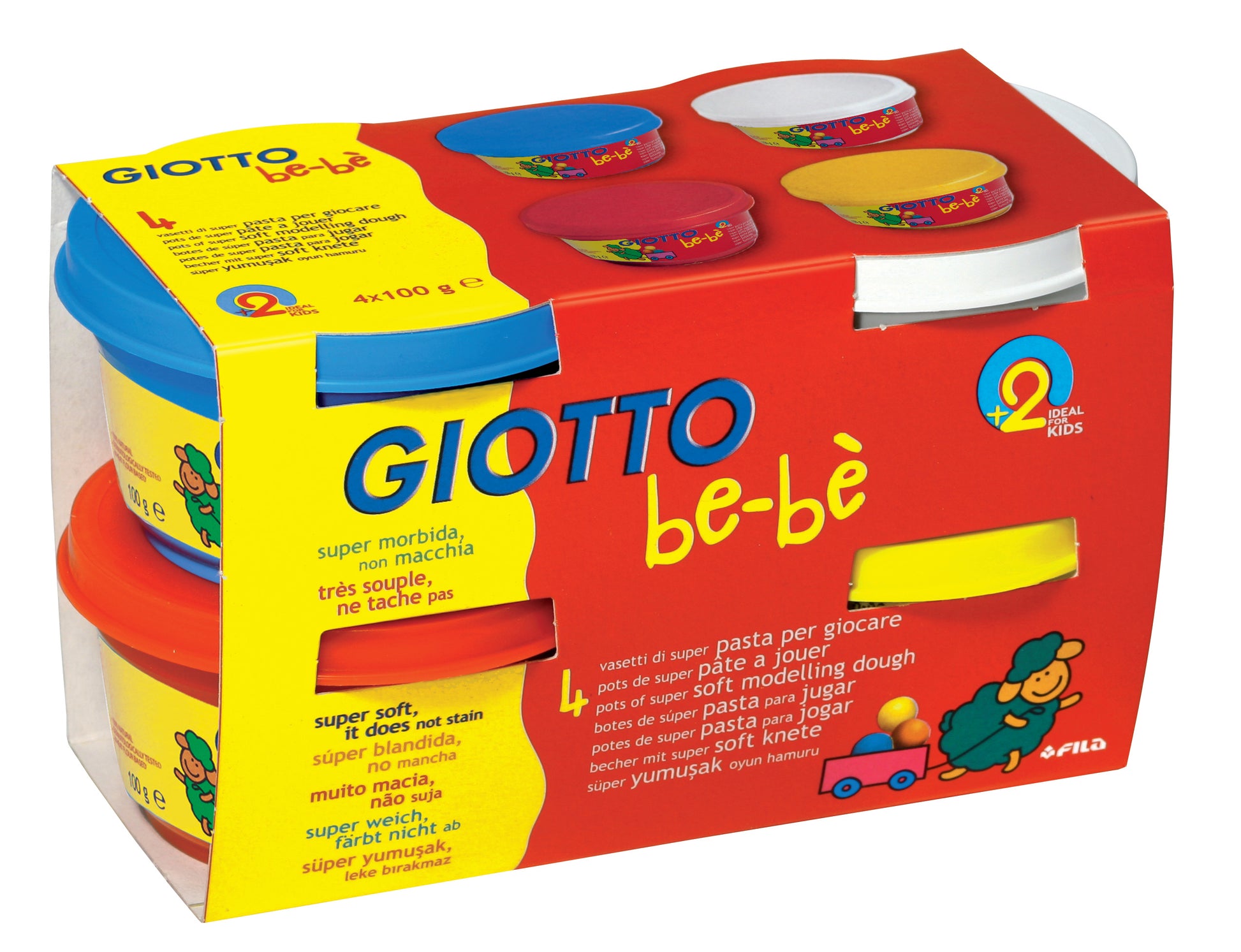 Giotto Modellierknete, Rot, Blau, Weiss, Gelb, 519 g, Modell 464901
