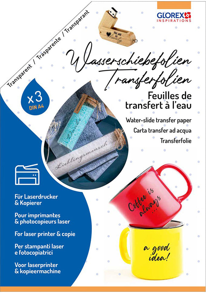 GLOREX Transferfolie (Dekor) – A4, Laser & Kopierer, 3 Blatt