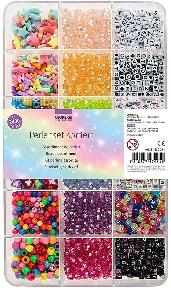 GLOREX Perlenmischung – Mehrfarbig – 2400 Stk.