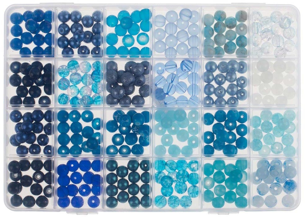 GLOREX Perlenset Glasperlen – Blau – Ø 5 mm – 360 Stk.
