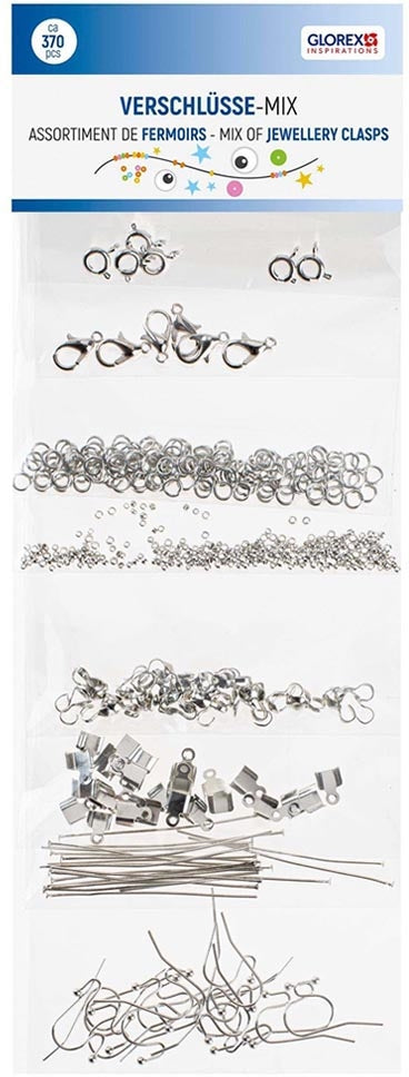 GLOREX Verschlüsse-Mix, silber, 85 mm × 245 mm × 5 mm