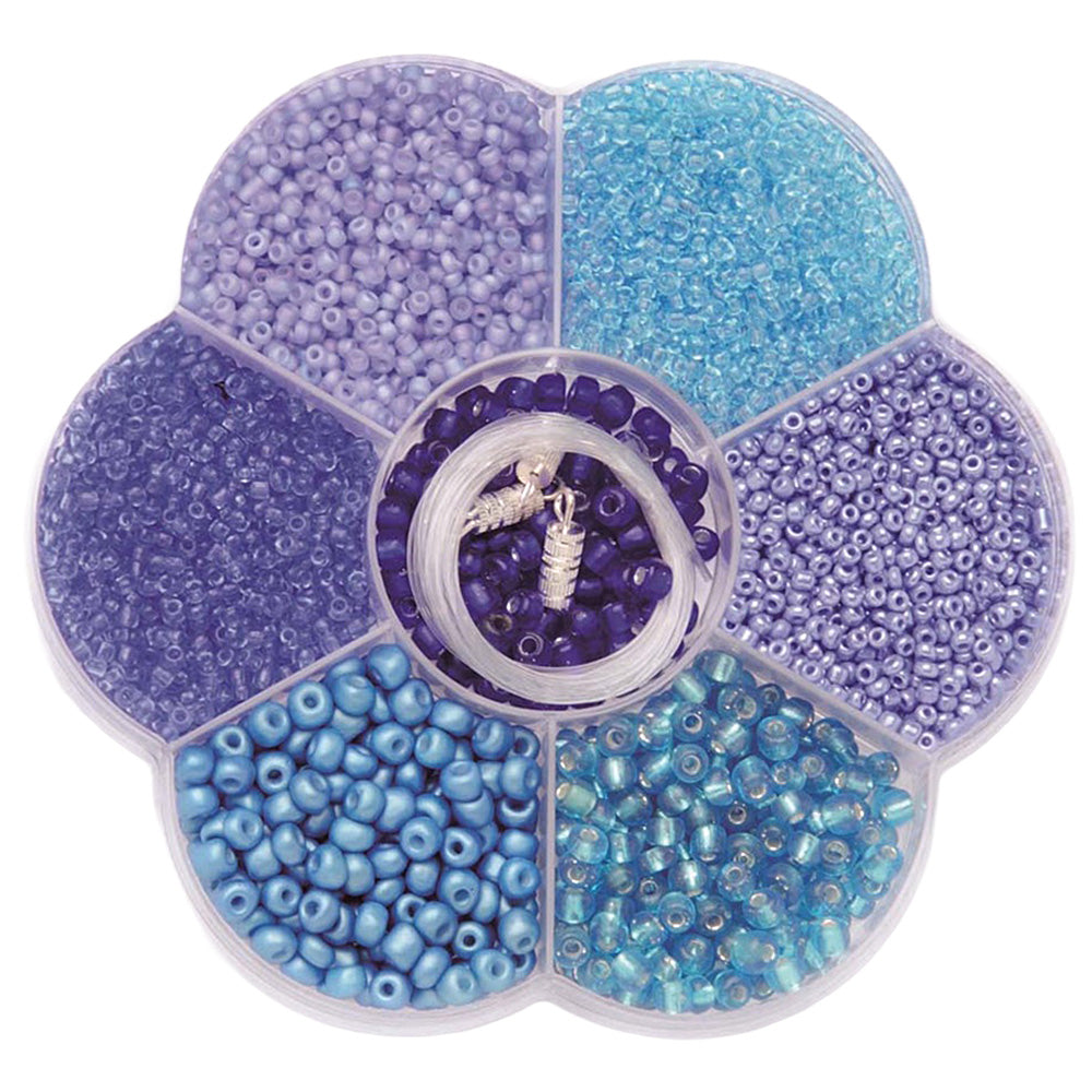GLOREX Perlenset – blau assortiert
