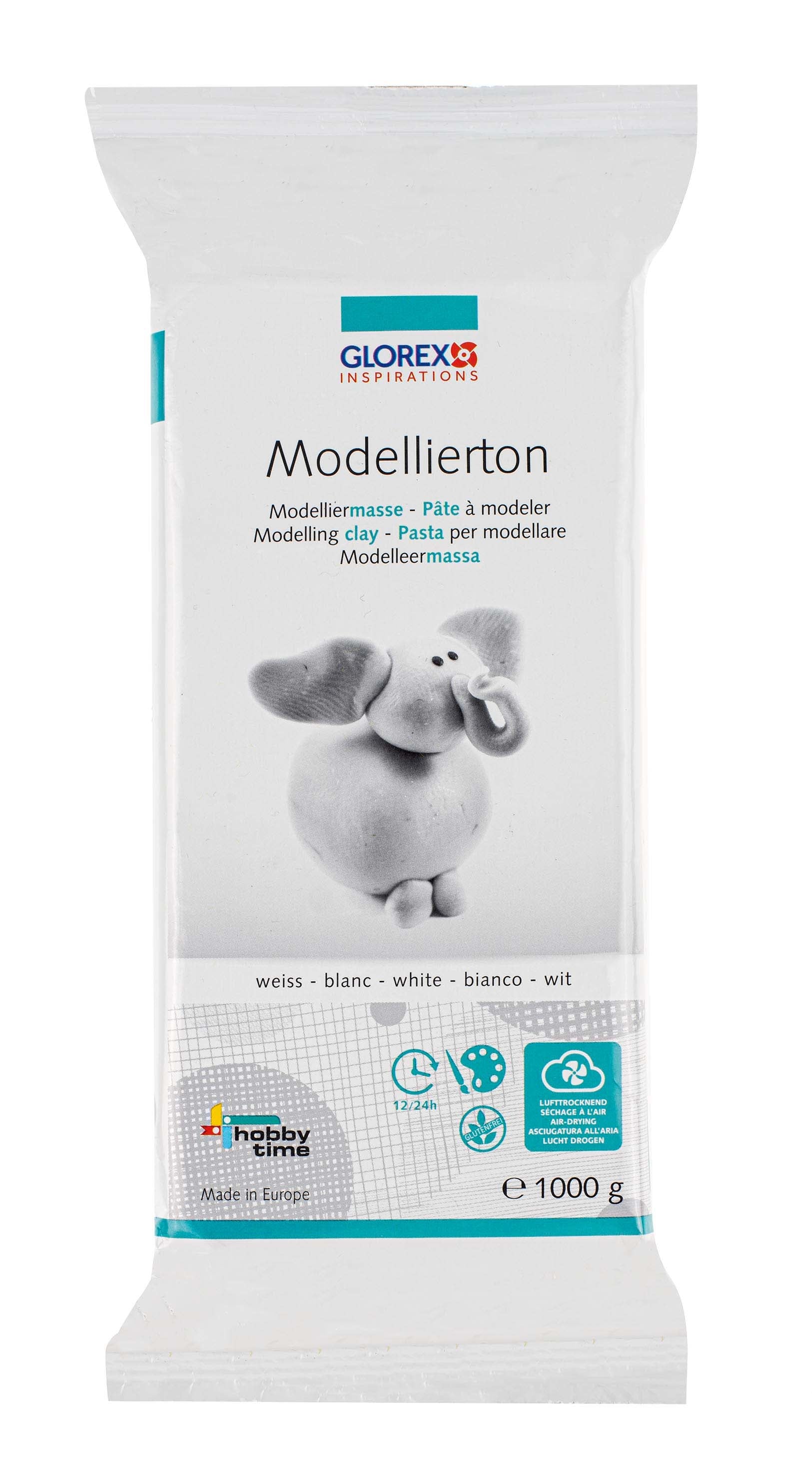 GLOREX Modellierton, lufthärtend, Weiss, 9 × 4 × 23 cm, 1 kg, 61780712