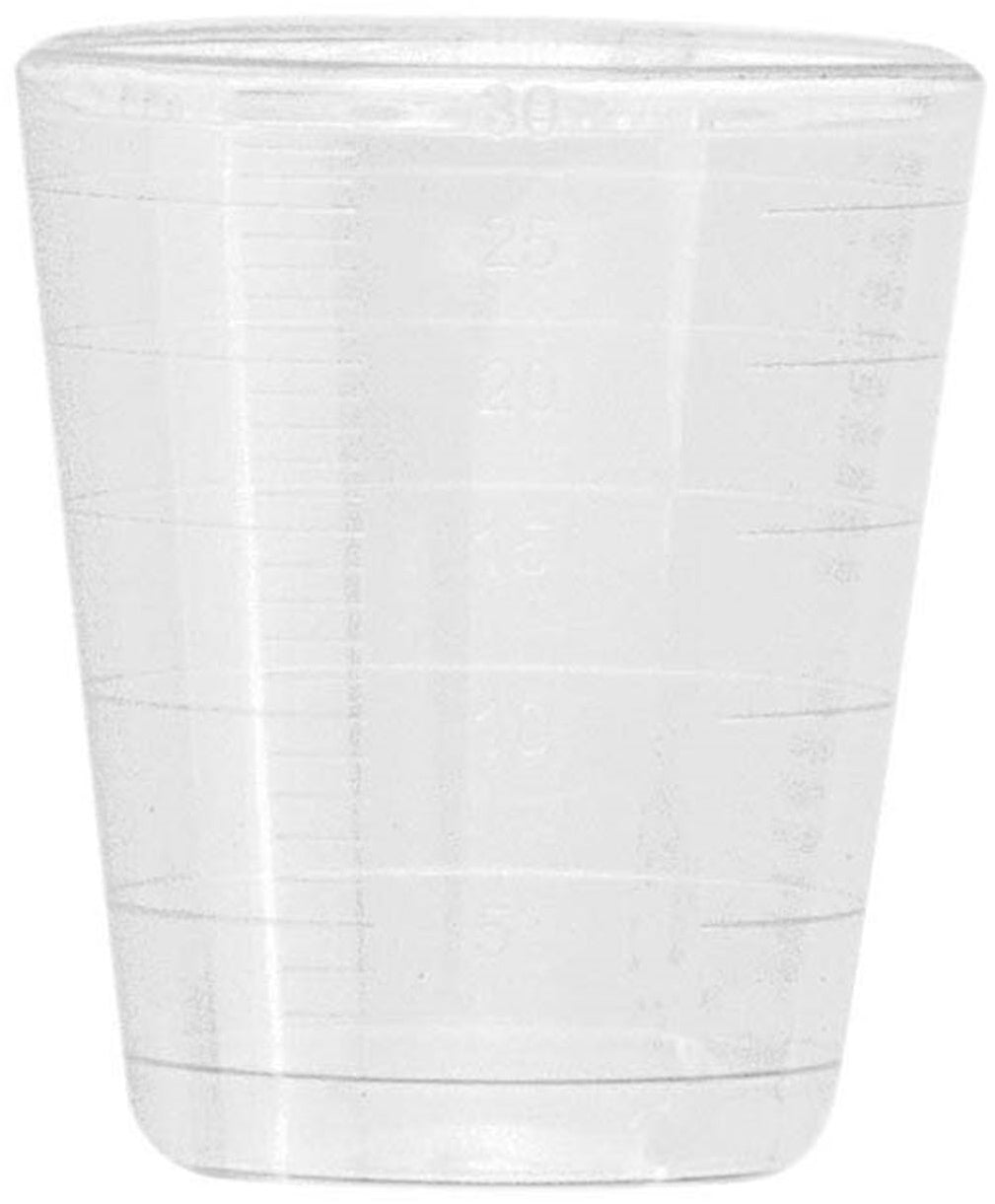 GLOREX Messbecher, 30 ml, Set à 20 Stk, Kunststoff, transparent
