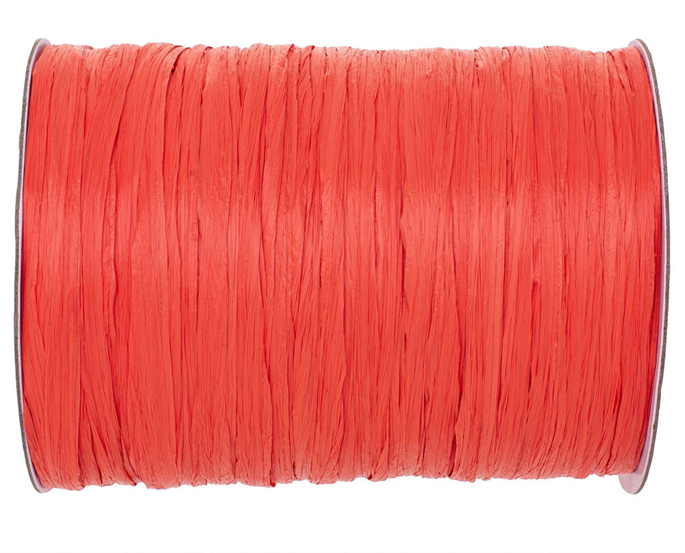 GLOREX Geschenkband, Edelbast, matt, Korallenrot, 80 mm × 100 m