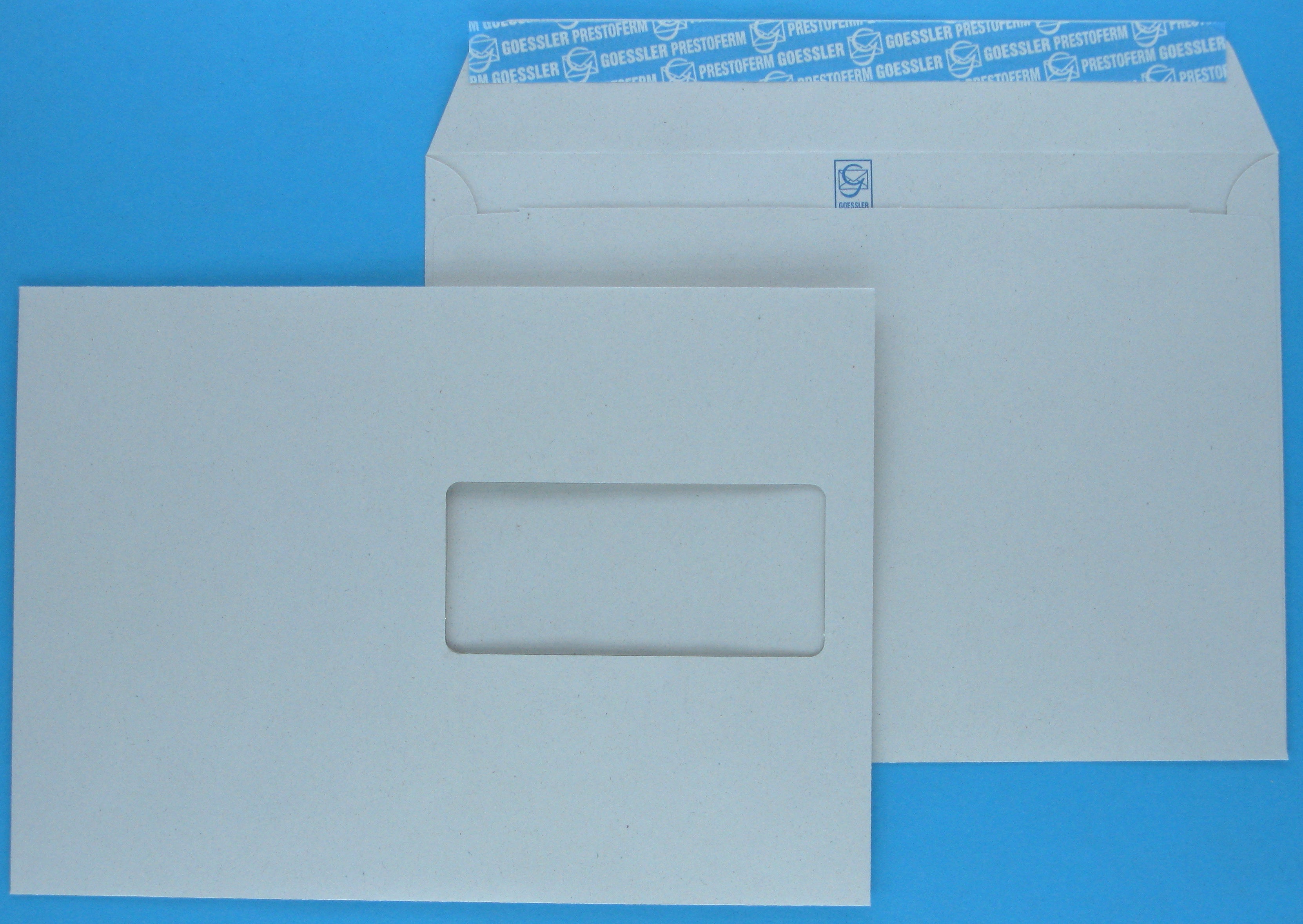 Goessler Couvert C5, mit Fenster, Haftklebung, grau, 100 g/m², Recyclingpapier, Renova – 500 Stk.