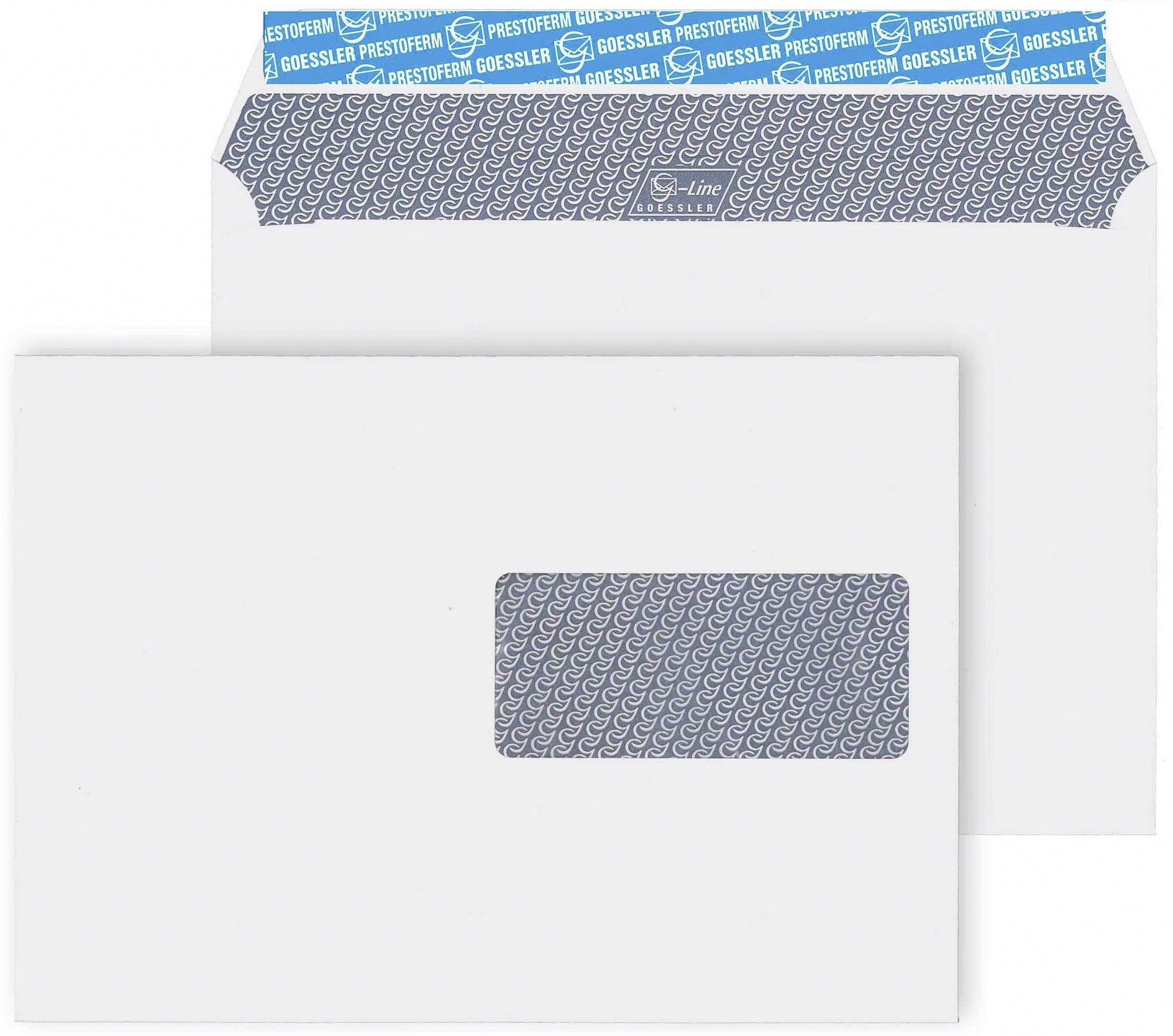 Goessler Couvert C5, Fenster rechts, Haftklebung, weiss, 100 g/m², mit Innendruck – 500 Stk.