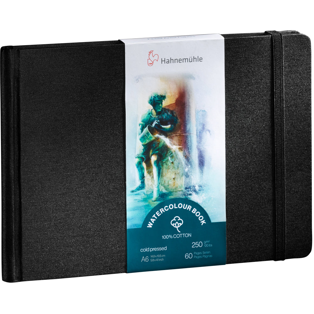 Hahnemühle COTTON Aquarellblock – A6 – 250 g/m² – 30 Blatt, schwarz, feinkörnig, für Aquarell & Gouache