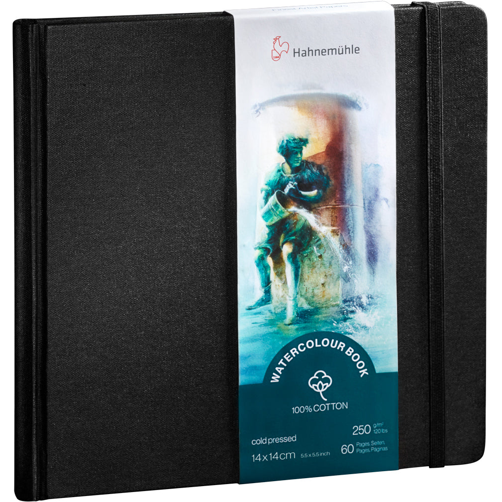 Hahnemühle Aquarellblock – 14 × 14 cm – 250 g/m² – Hardcover – 30 Blatt, schwarz, für Aquarell & Gouache