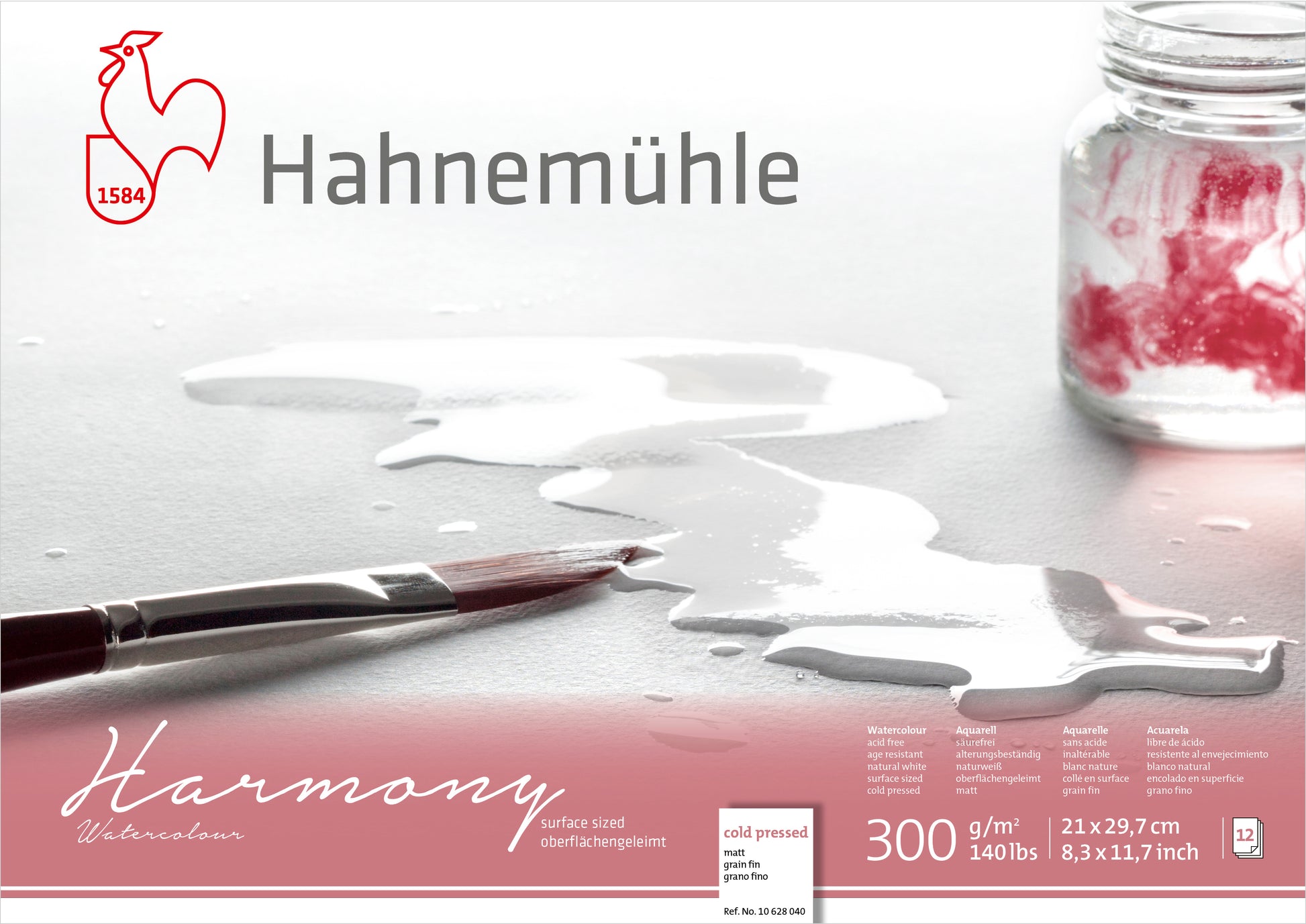 Hahnemühle Harmony Aquarellblock – A4 – 300 g/m² – 4-seitig geleimt – 12 Blatt, weiss, matt