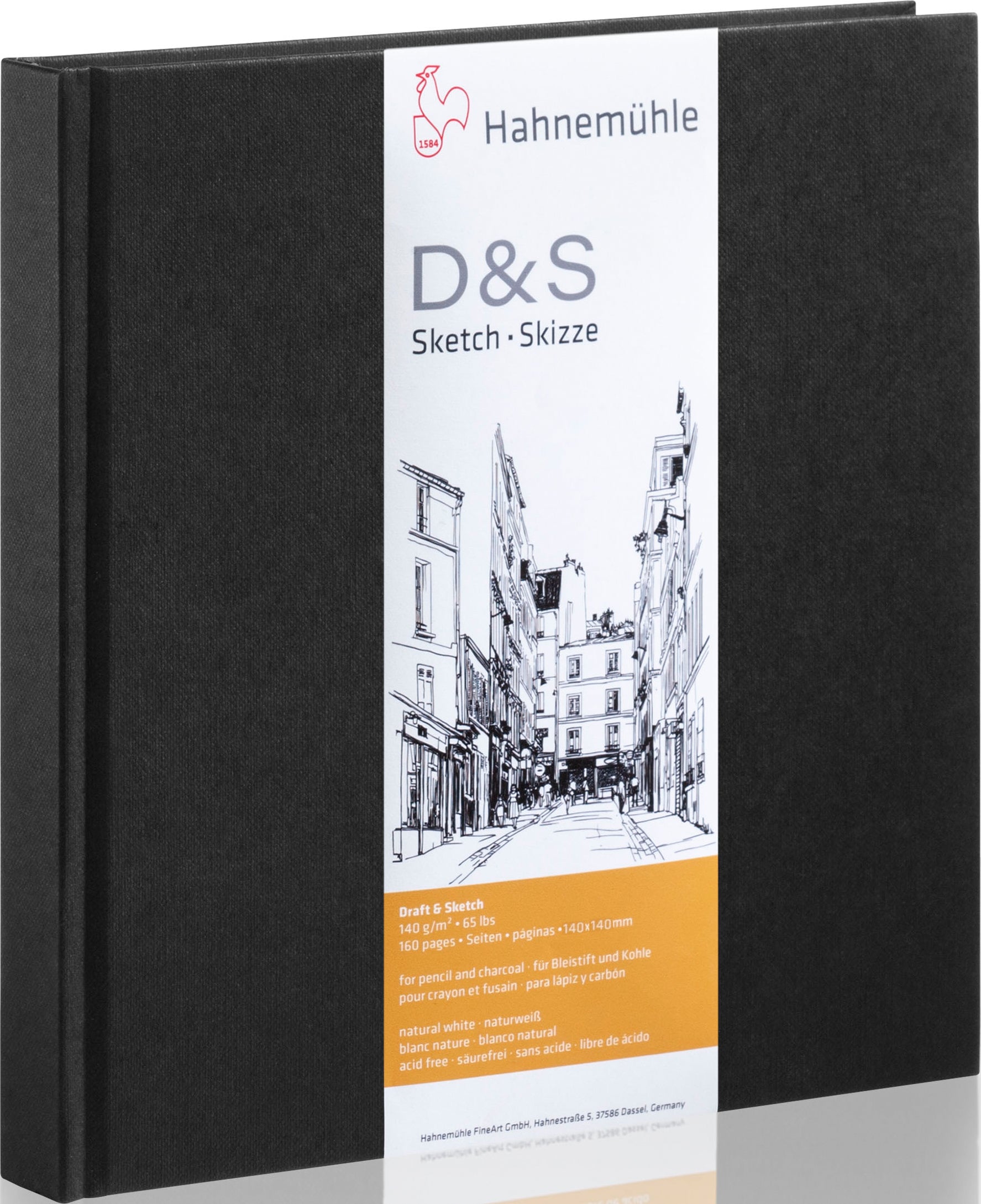 Hahnemühle Skizzenbuch D&S – 14 × 14 cm – 140 g/m² – 80 Blatt – Schwarz – für Bleistift, Kohle & Tusche