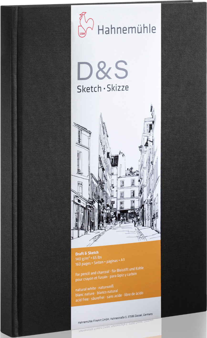 Hahnemühle Skizzenbuch – A3 Hochformat – 140 g/m² – 80 Seiten – Schwarz – für Bleistift, Kohle & Tusche