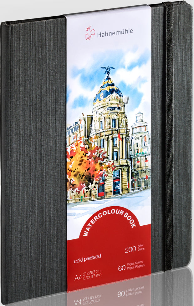 Hahnemühle Aquarellblock – A4 – 200 g/m² – 30 Blatt, weiss, feinkörnig, für Aquarell & Gouache