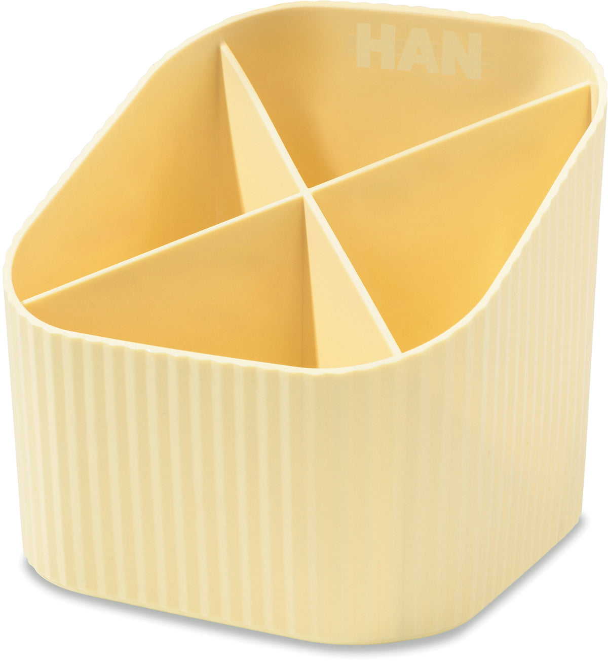 HAN Re-X-LOOP 17238-815 Stifteköcher – 4 Fächer, Pastellgelb, Kunststoff, B 111 × H 105 × T 111 mm