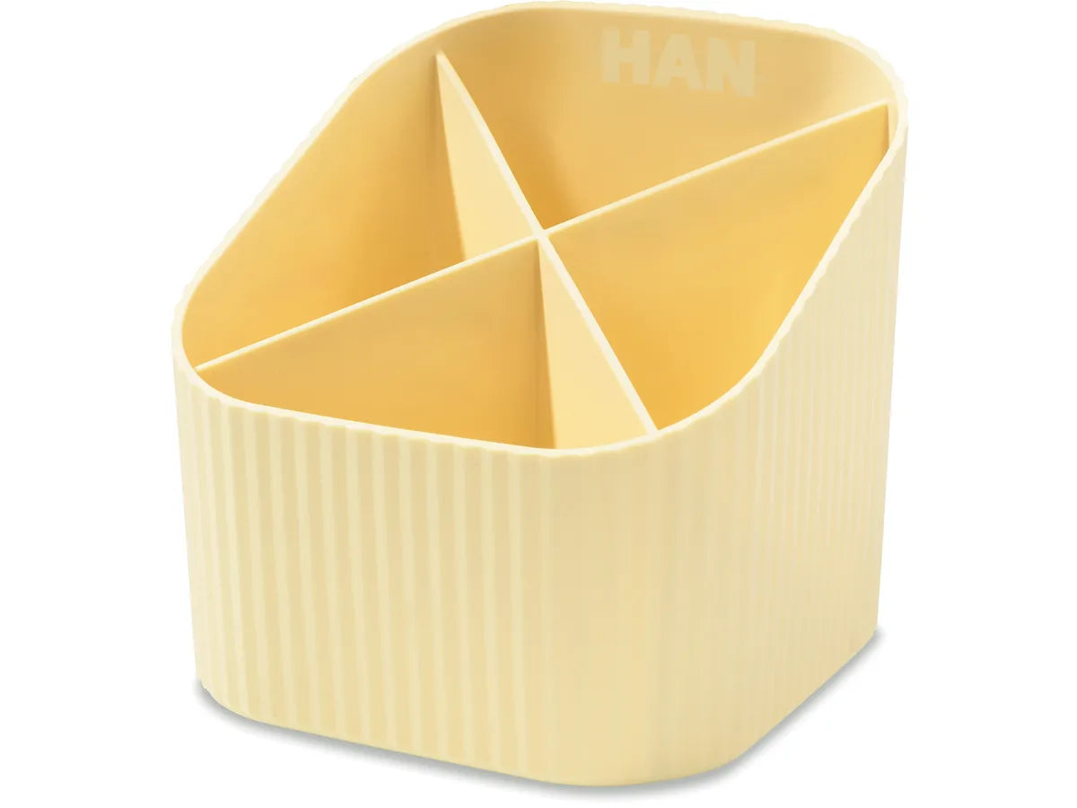 HAN Re-X-LOOP 17238-815 Stifteköcher – 4 Fächer, Pastellgelb, Kunststoff, B 111 × H 105 × T 111 mm
