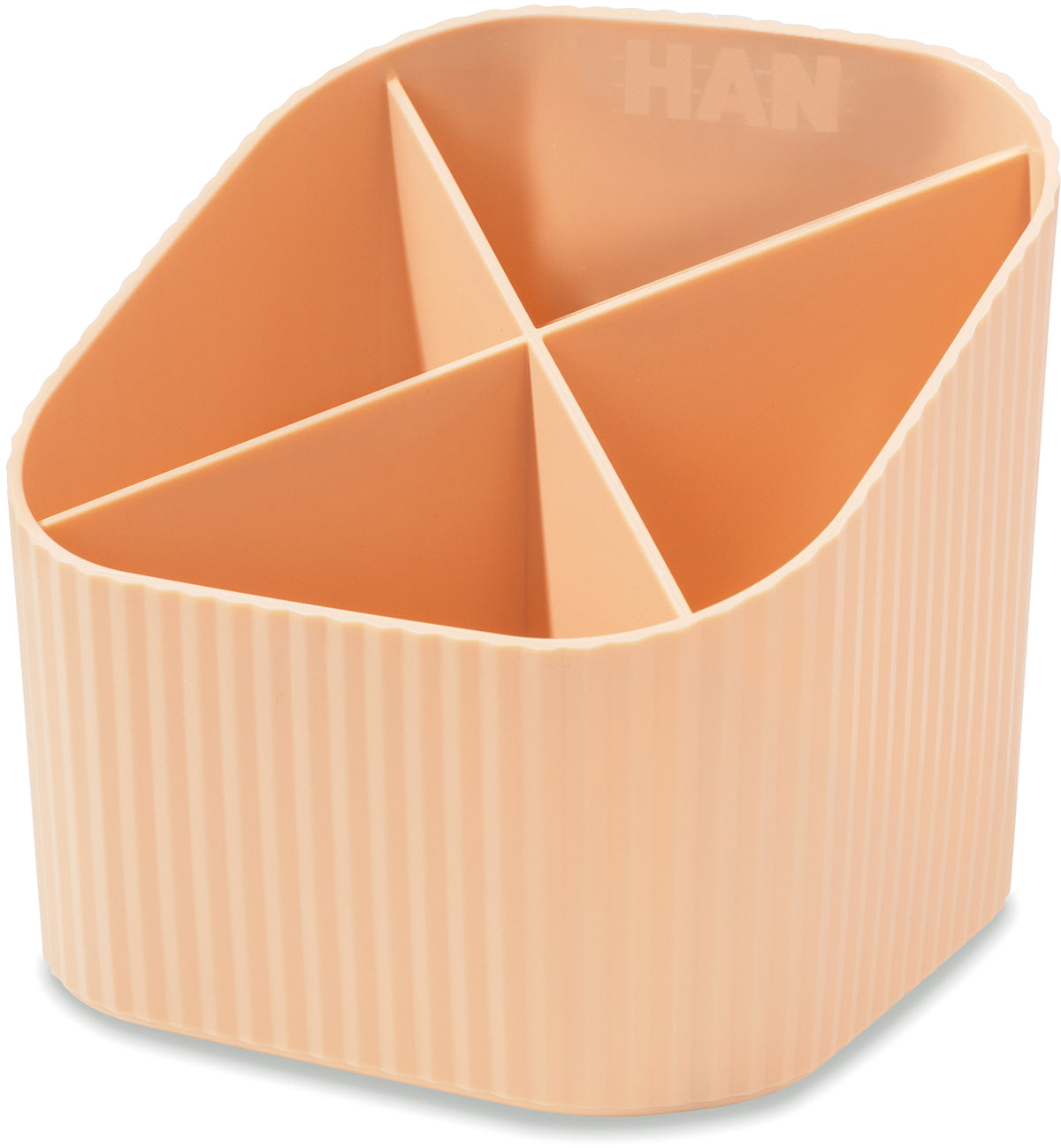 HAN Re-X-LOOP 17238-881 Stiftehalter – 4 Fächer, Kunststoff (recycelt, PP, Blauer Engel), Pastellorange, 111 × 105 × 111 mm