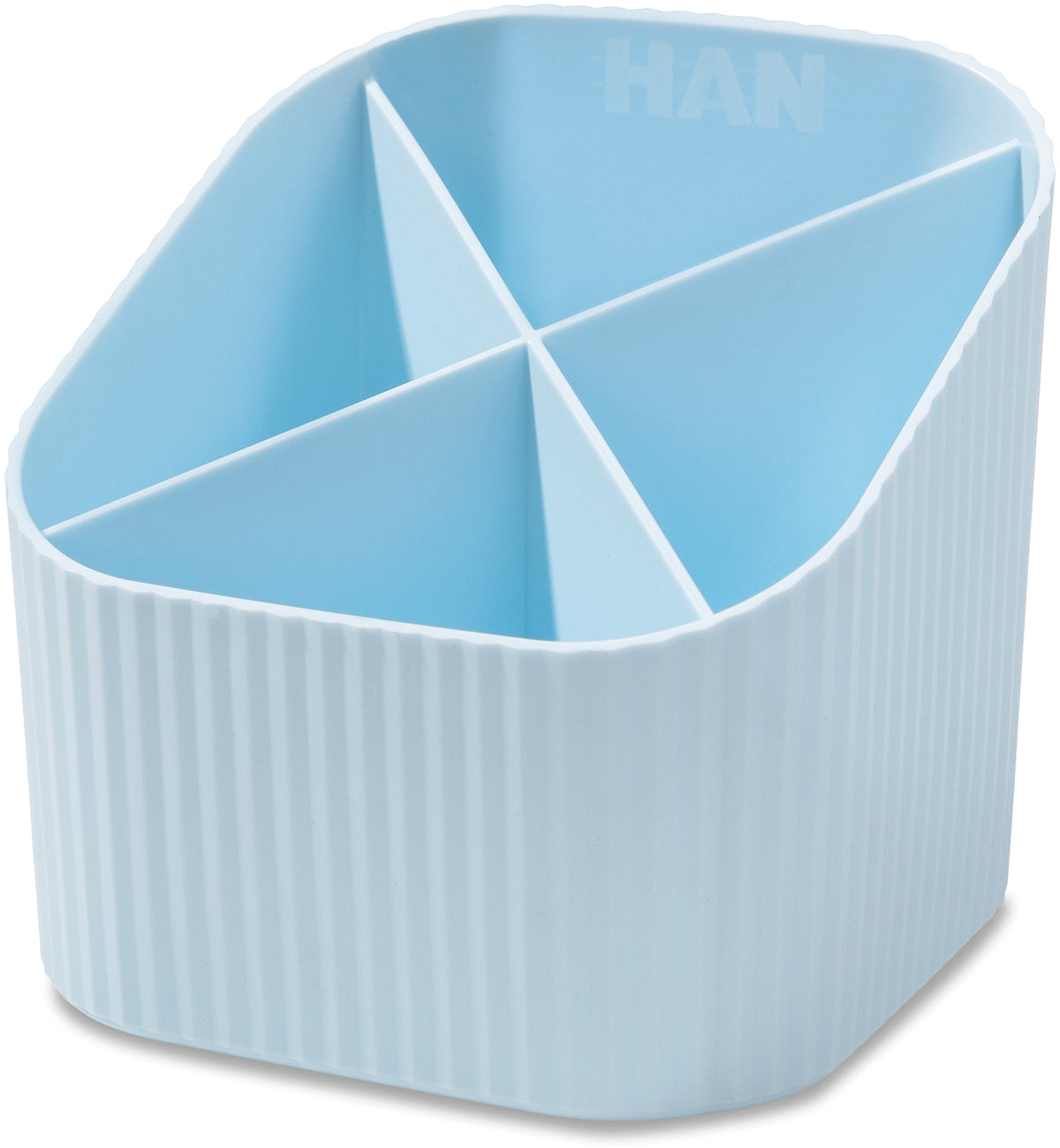 HAN Re-X-LOOP 17238-884 Stiftehalter – 4 Fächer, Kunststoff (recycelt), Blauer Engel, Pastellblau, 111 × 105 × 111 mm