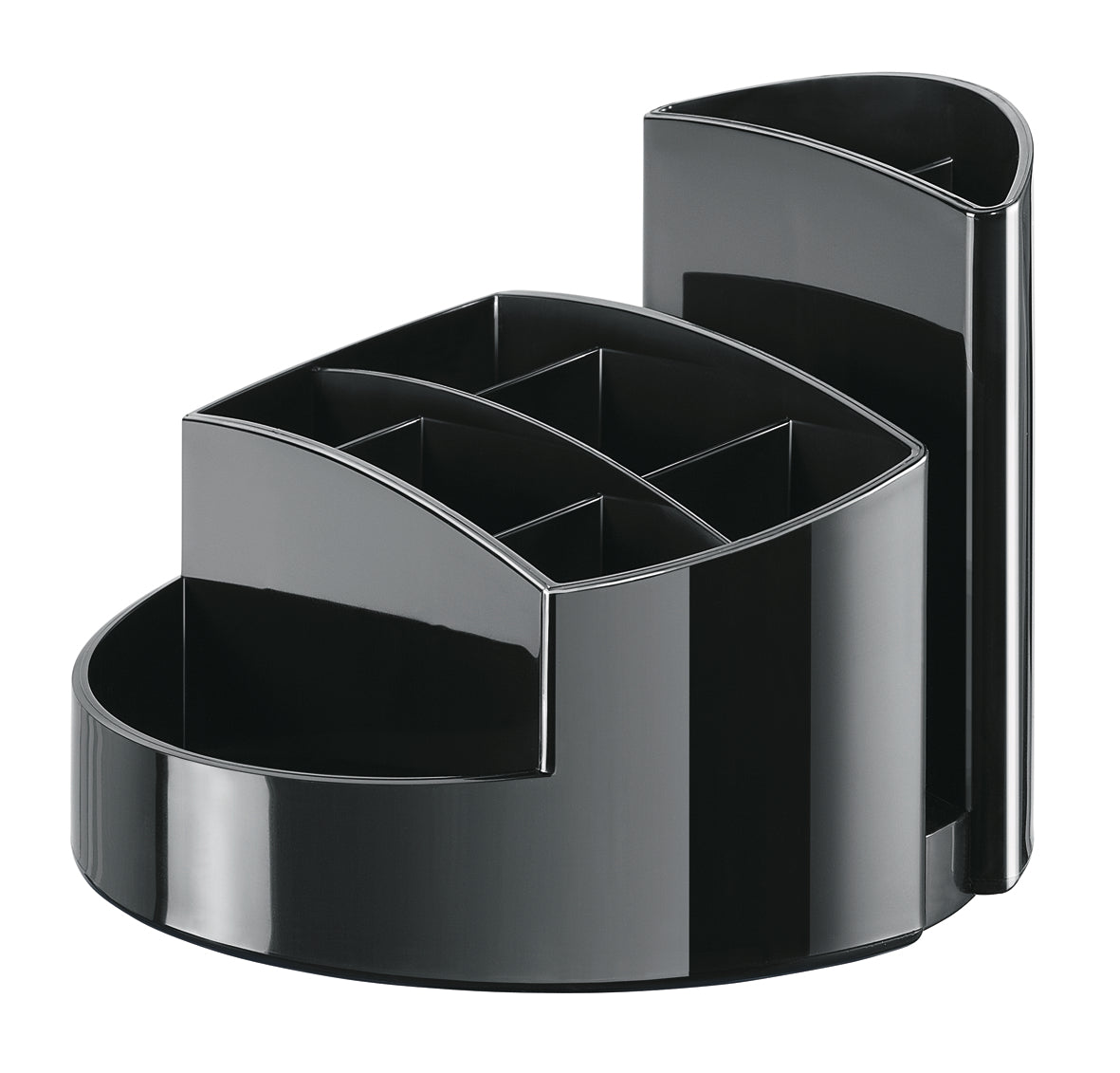 HAN RONDO 17460-13 Stiftehalter – 9 Fächer, Kunststoff (Polypropylen, PP), Schwarz, 140 × 109 × 140 mm