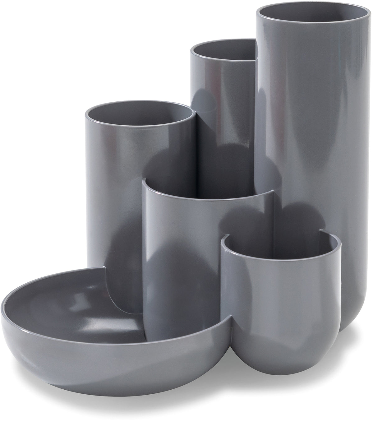 HAN CAMPUS 17480-191 Stifteköcher – 5 Fächer, Grau, Polystyrol (PS), B 140 × H 109 × T 140 mm