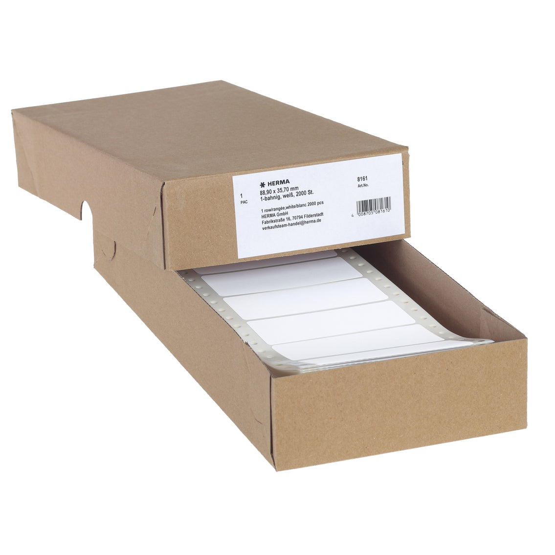 HERMA Endlos-Etiketten 88,9 × 35,7 mm – permanent haftend – Punktmatrix – 2'000 Stk. – querperforiert