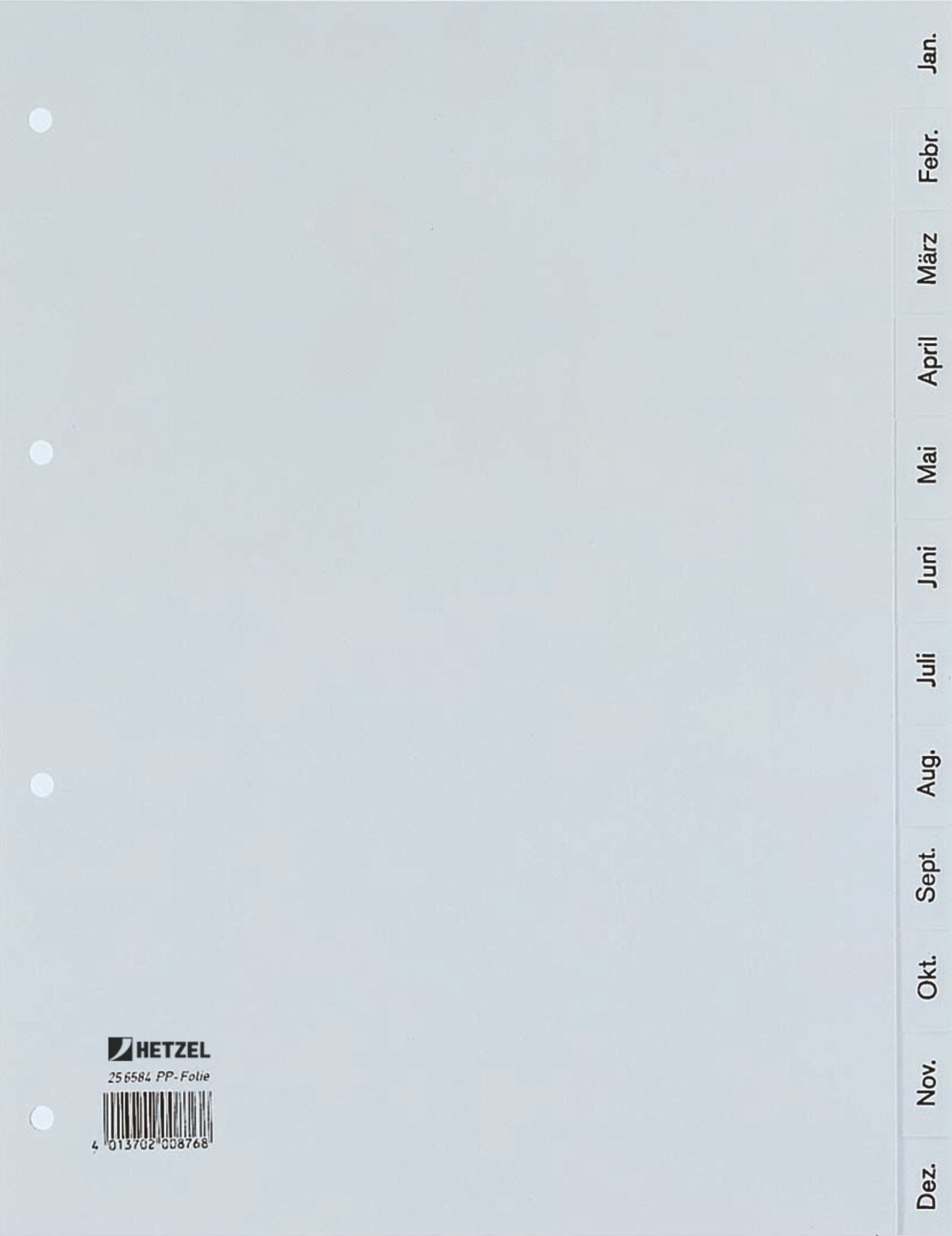 Hetzel Register A4 – Monate Jan.–Dez., PP grau