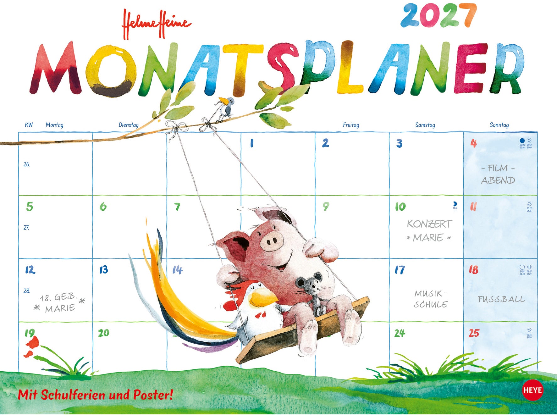 Heye Wandkalender (Monat), 2027, 33,9 × 44,2 cm, d, hoch, mit Poster