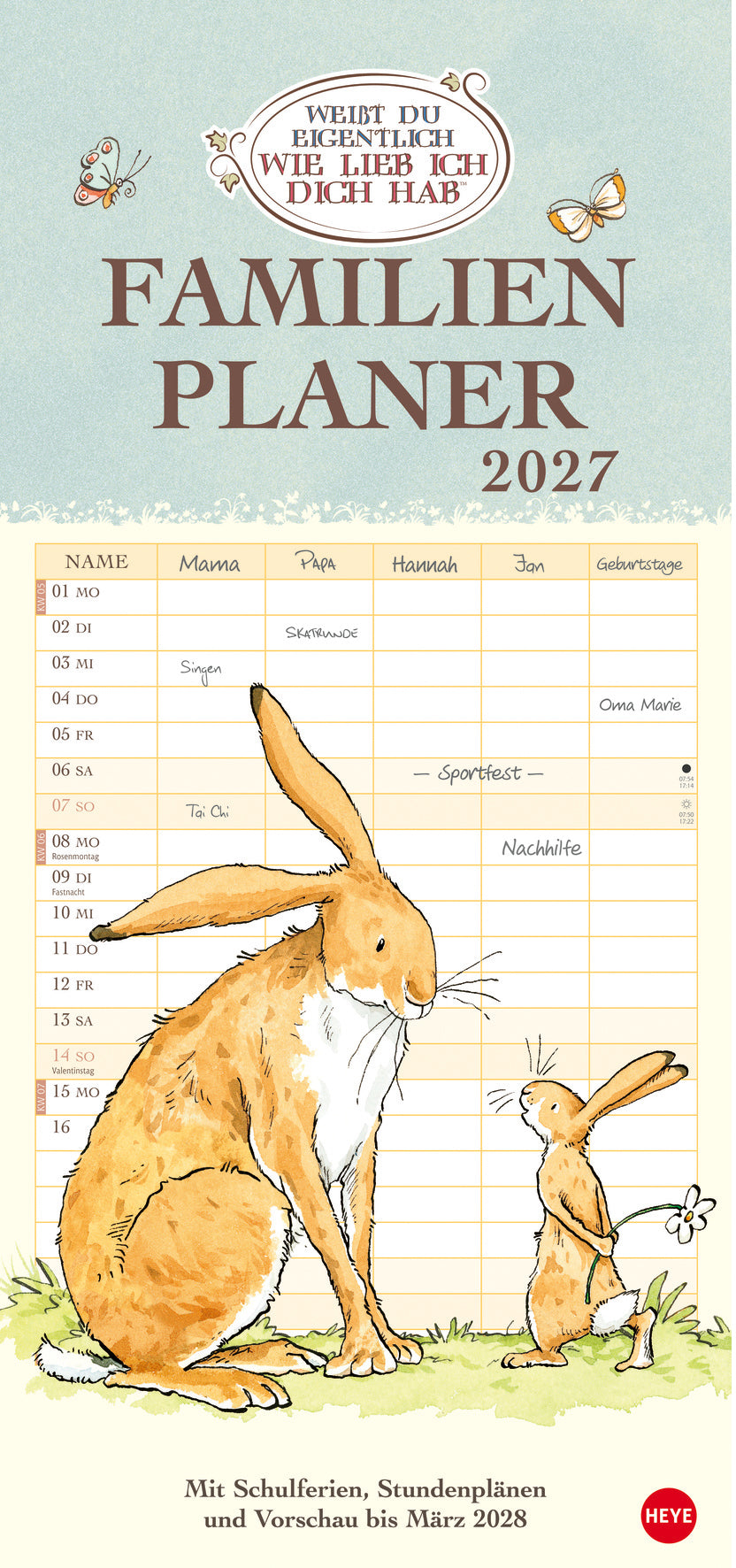 Heye Familienplaner, 2027, 5 Spalten, 21,5 × 45,5 cm
