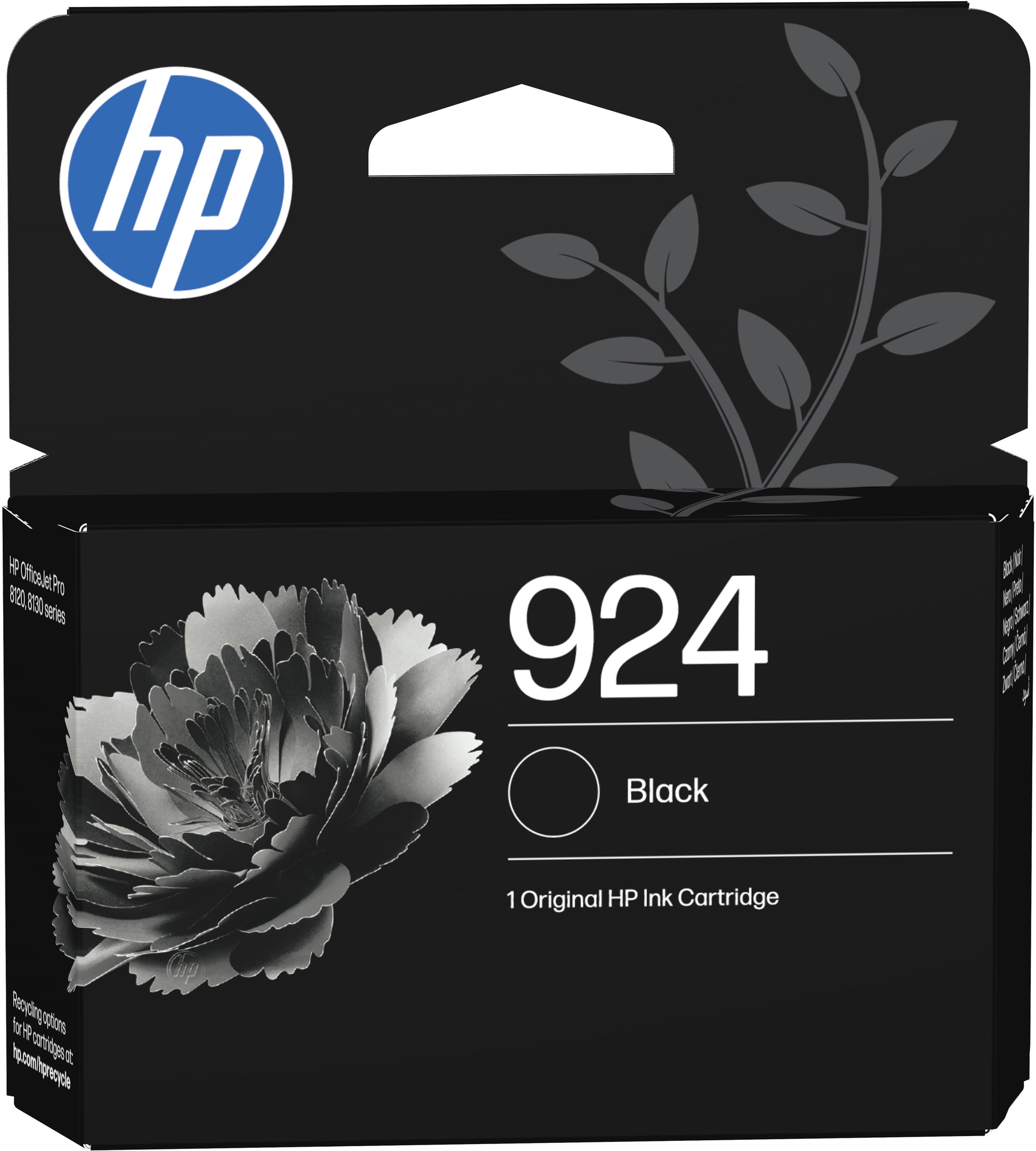 HP 924 Schwarz Tintenpatrone (Original) – 500 Seiten – für HP OfficeJet Pro 8120e/8130e/8135e … – 4K0U6NE