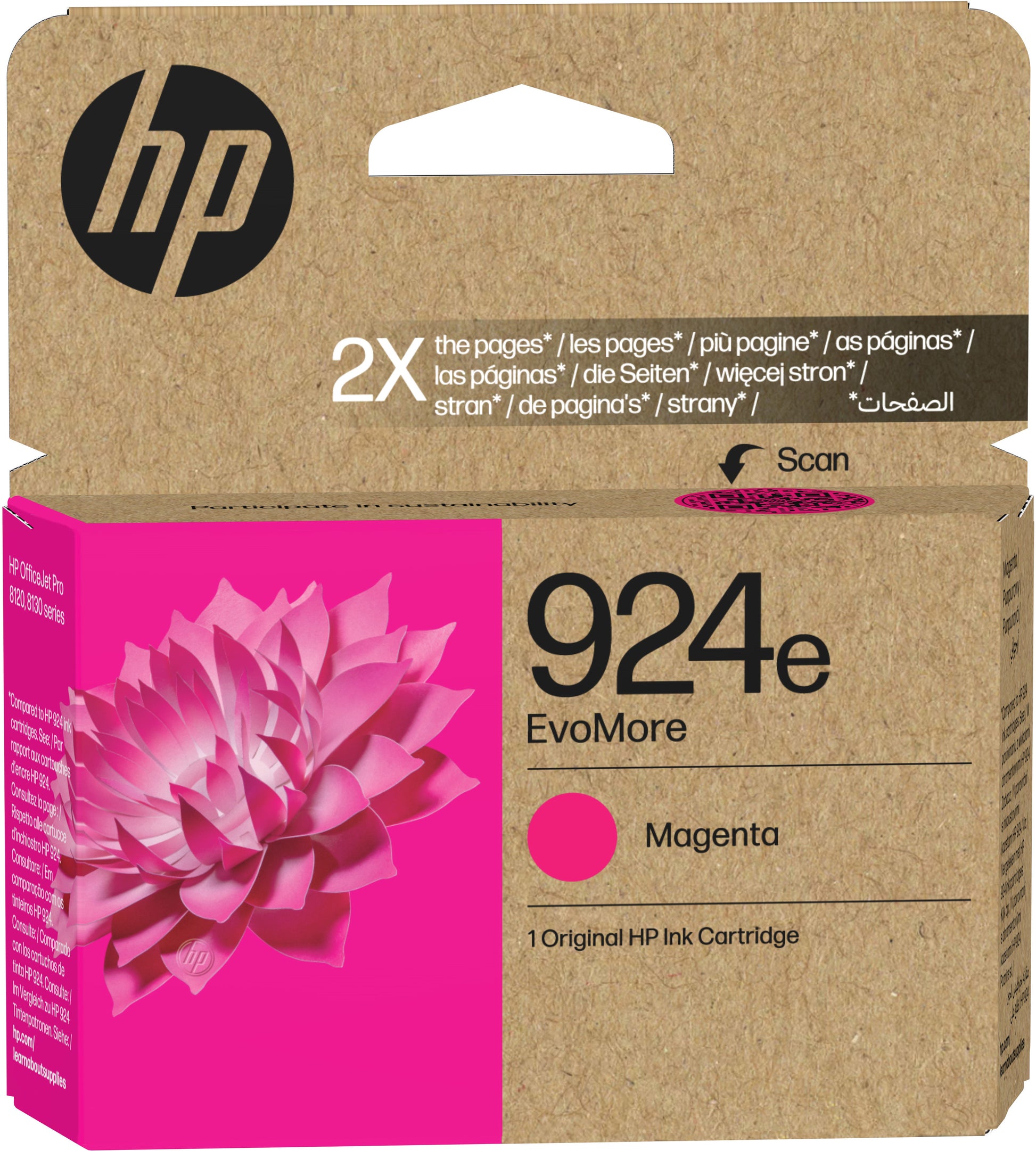 HP 924eXL Magenta Tintenpatrone (Original) – 800 Seiten – für HP OfficeJet Pro 8120/8130 – 4K0U8NE