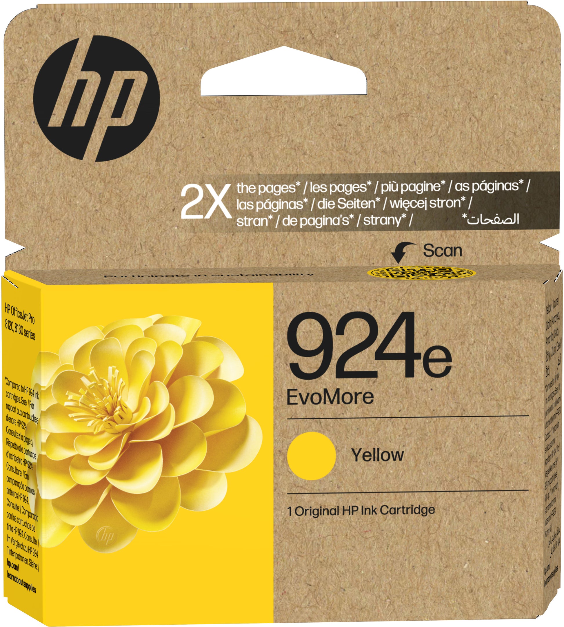 HP 924eXL Gelb Tintenpatrone (Original) – 800 Seiten – für HP OfficeJet Pro 8120/8130 – 4K0U9NE