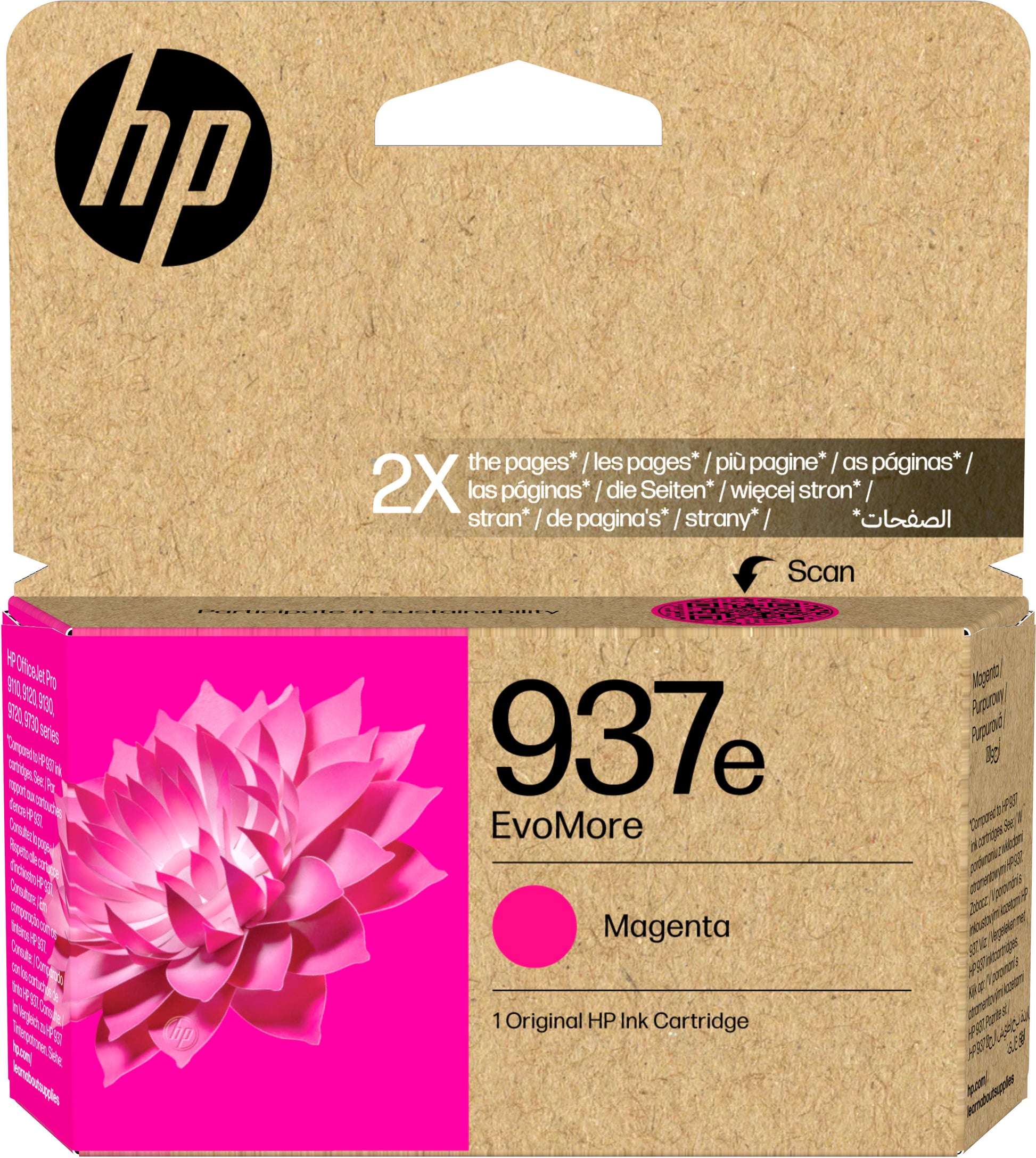 HP 937eXL Magenta Tintenpatrone (Original) – 1'650 Seiten – für OfficeJet 9110b/9120 – 4S6W7NE