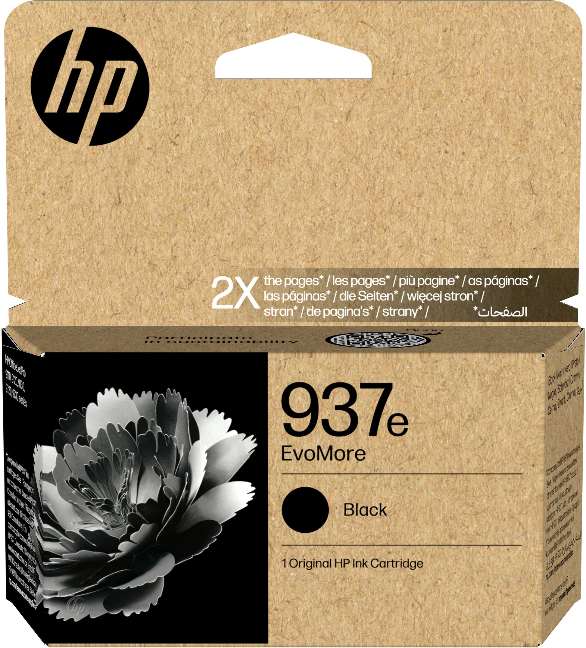 HP 937eXL Schwarz Tintenpatrone (Original) – 2'500 Seiten – für HP OfficeJet 9110b/9120 – 4S6W9NE
