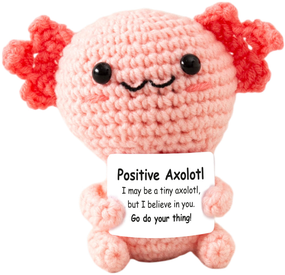 I am creative Positive Axolotl Häkelfigur – 9 cm – Garn, rosa