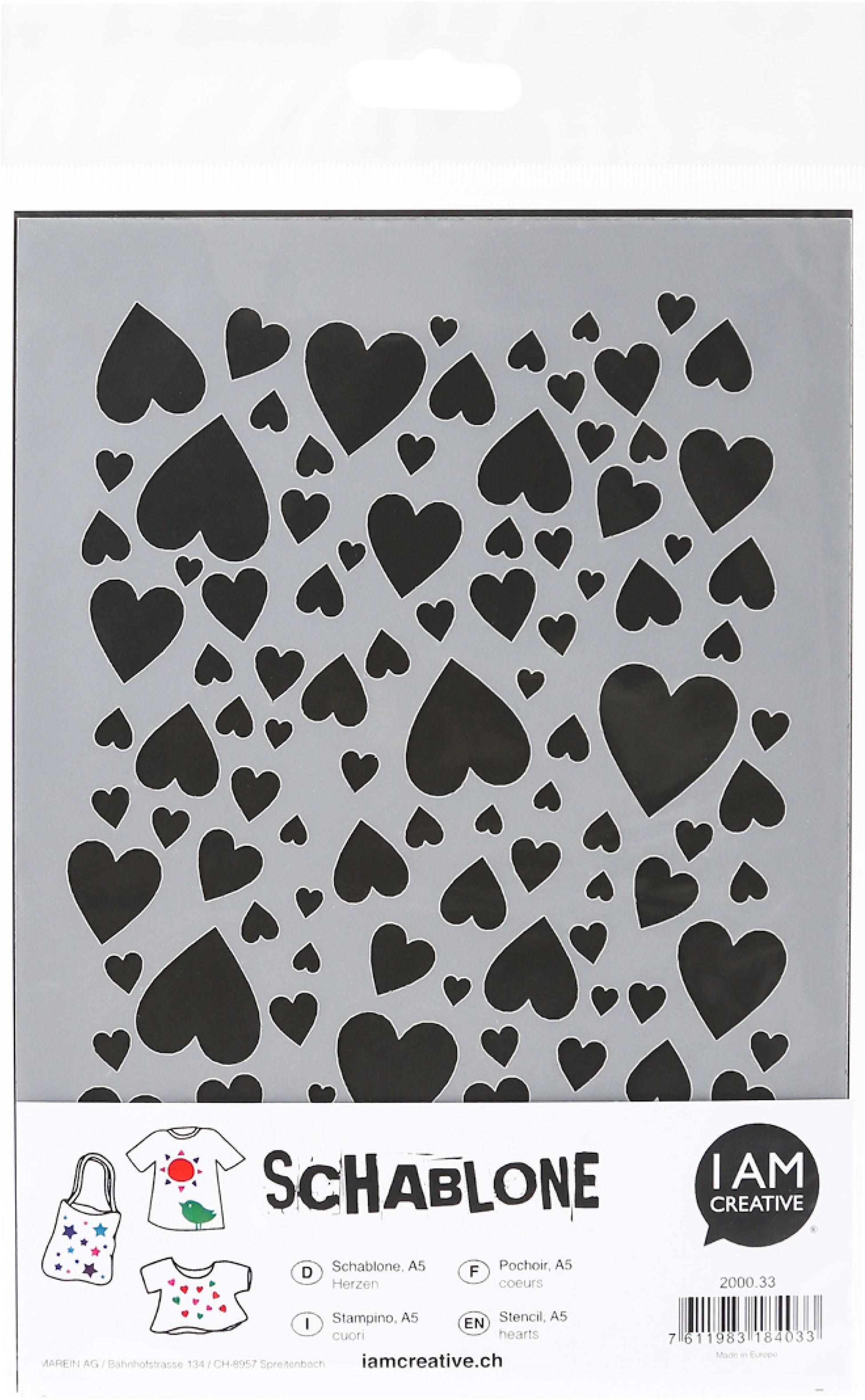 I am creative Malschablone, Herzen, 15,2 × 24,4 cm, Kunststoff
