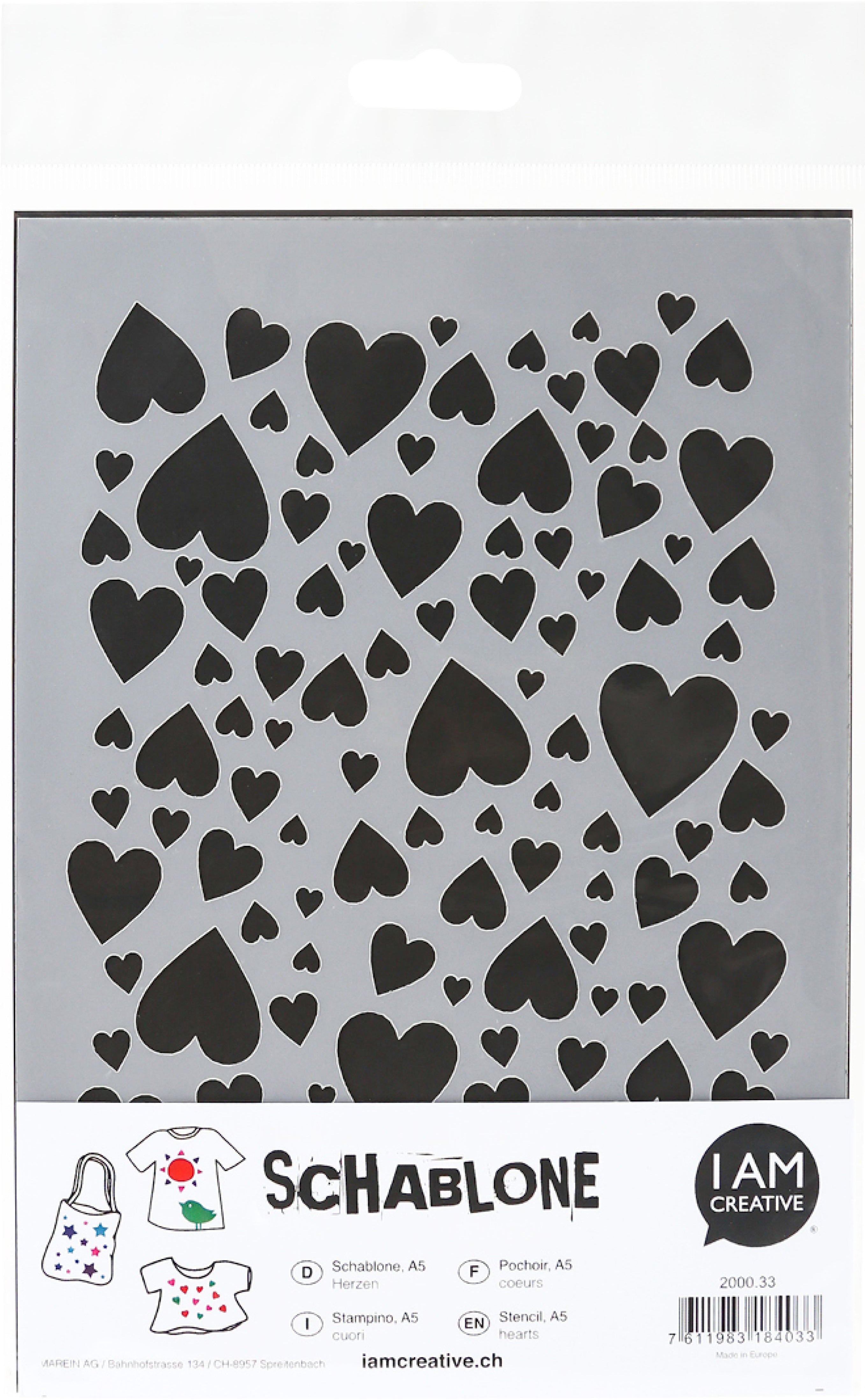 I am creative Malschablone, Herzen, 15,2 × 24,4 cm, Kunststoff