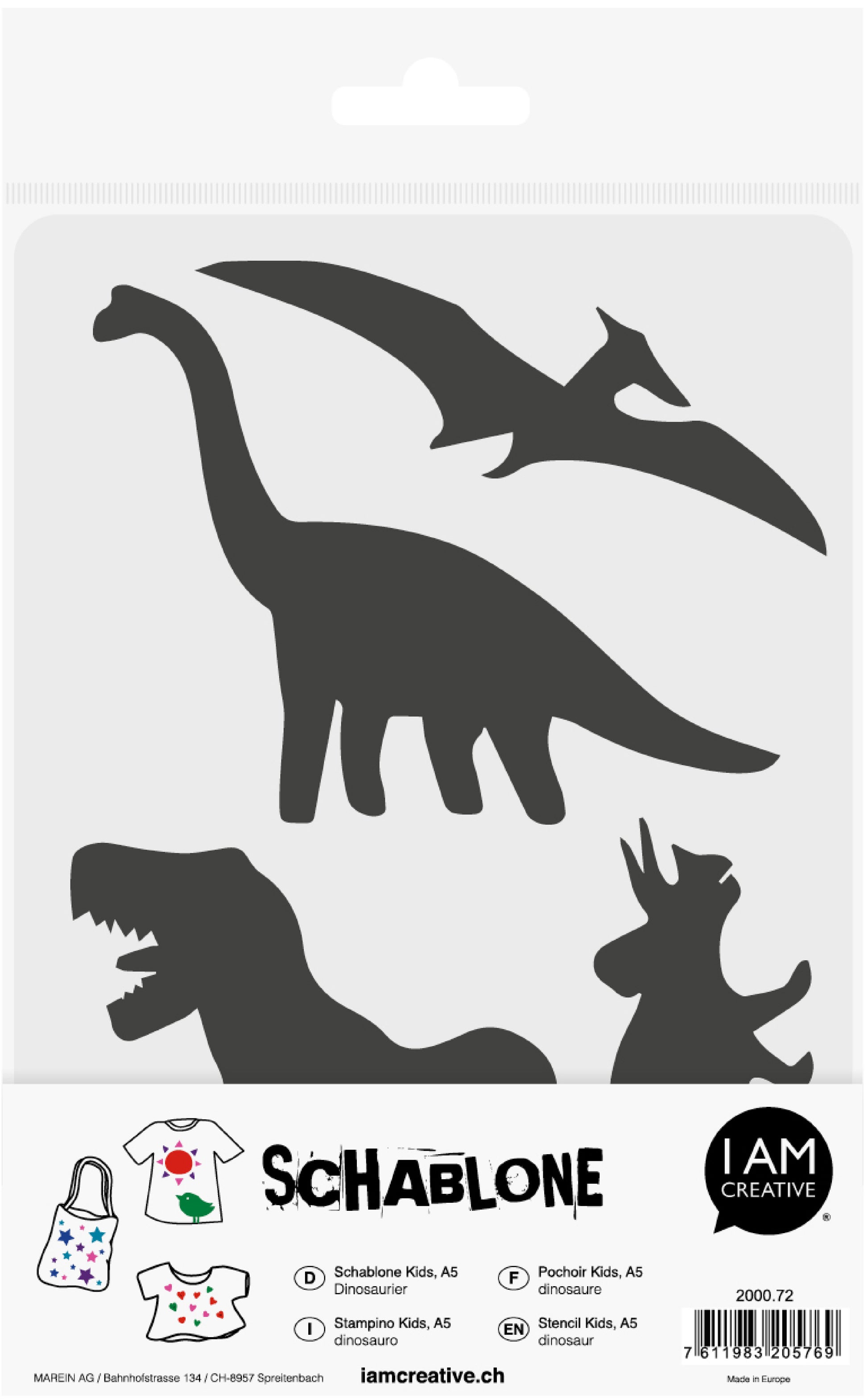 I am creative Malschablone, Dinosaurier, 16 × 25 cm, Kids 2000.72