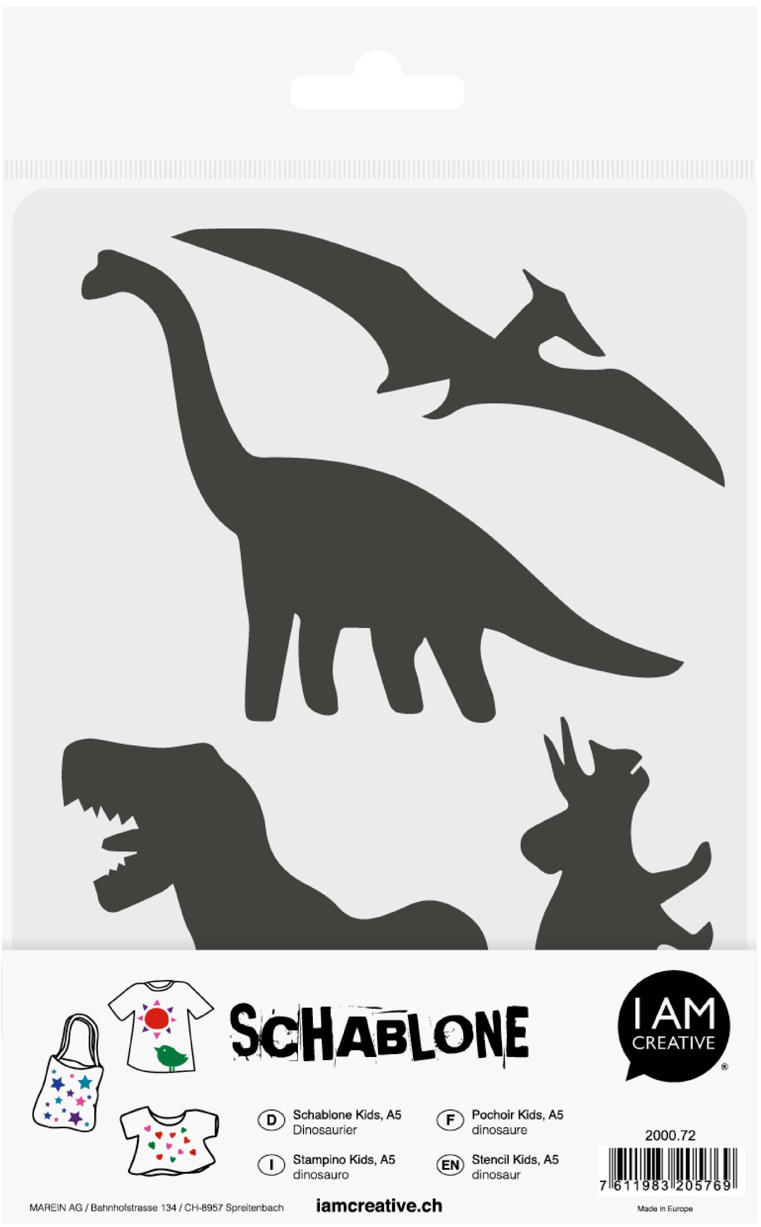 I am creative Malschablone, Dinosaurier, 16 × 25 cm, Kids 2000.72