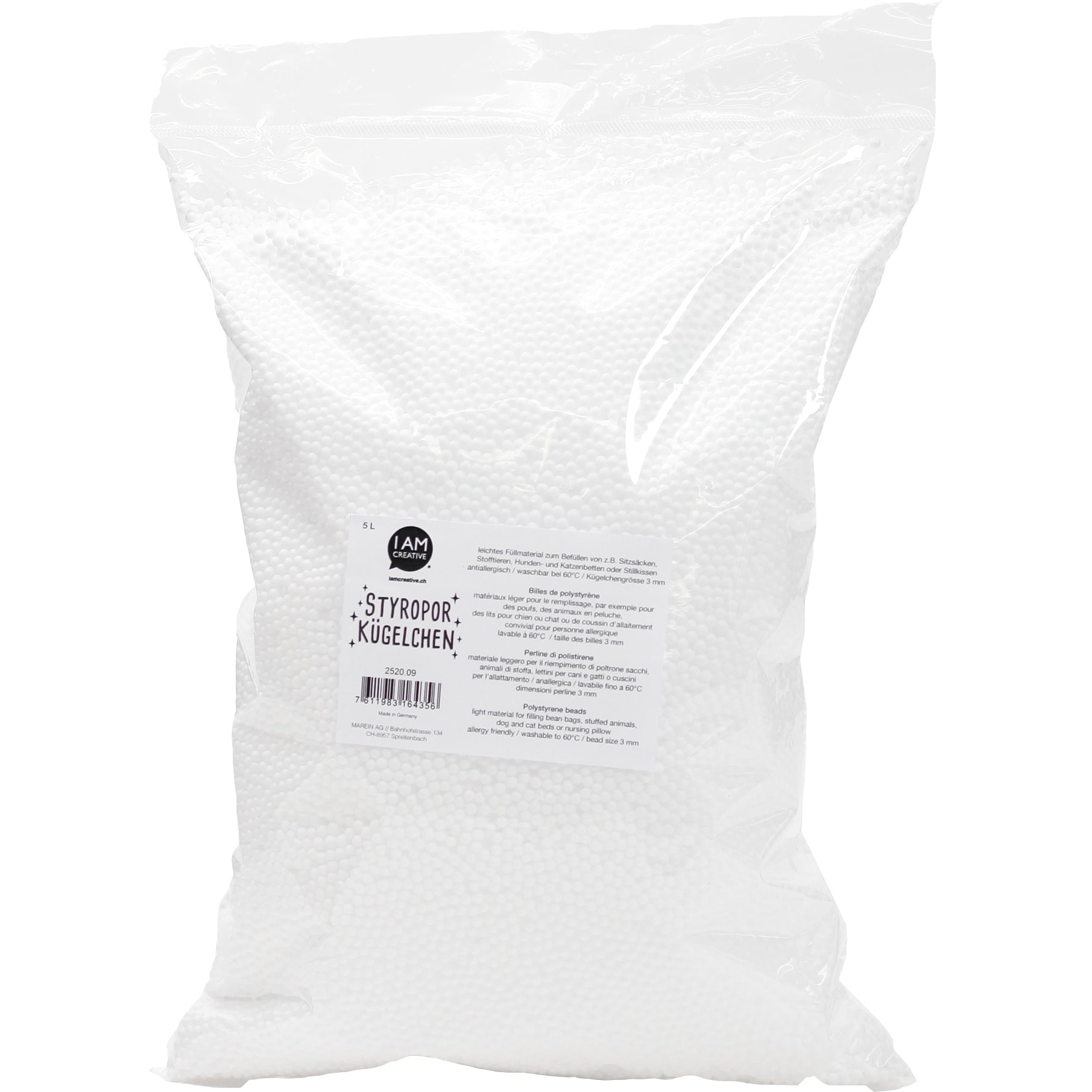 I am creative Dekosteine/Dekogranulat, EPS-Perlen, Weiss, 3 mm, 5 l