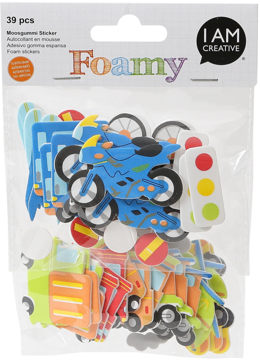 I am creative Moosgummi-Sticker, Transport I, 39 Stk, 1,5–5,5 cm