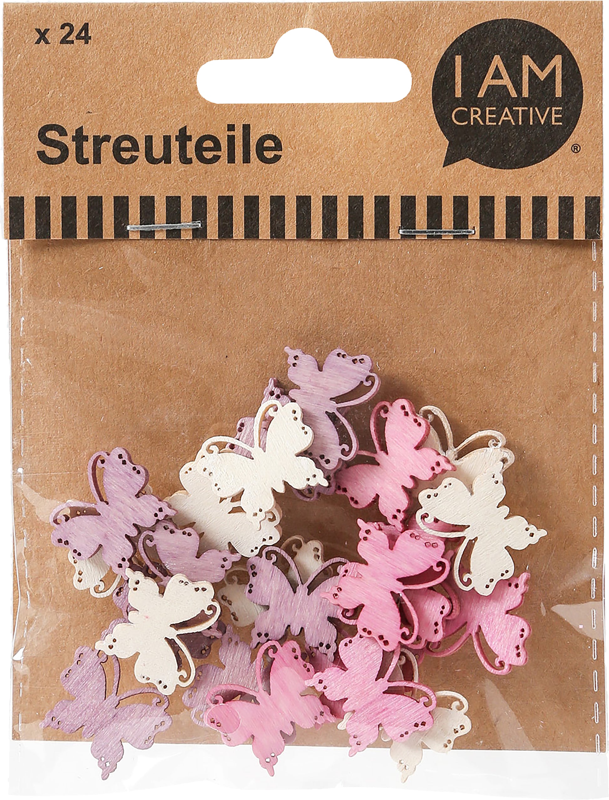 I am creative Streuteile Schmetterling – ca. 2 cm, lila, rosa, crème – 24 Stück