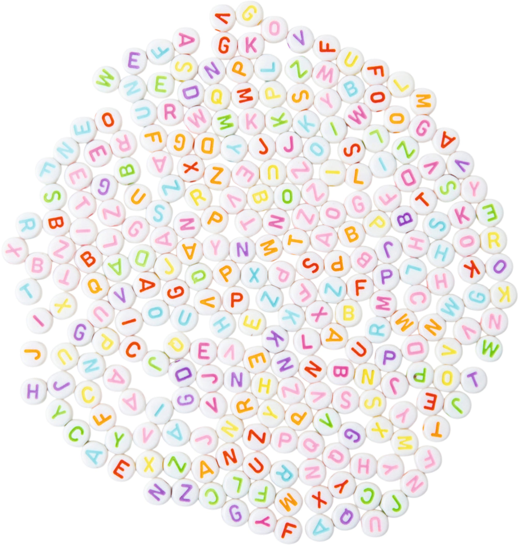 I am creative Buchstabenperlen, rund, Acryl – weiss/multifarbig – Ø 6 mm – 40 g