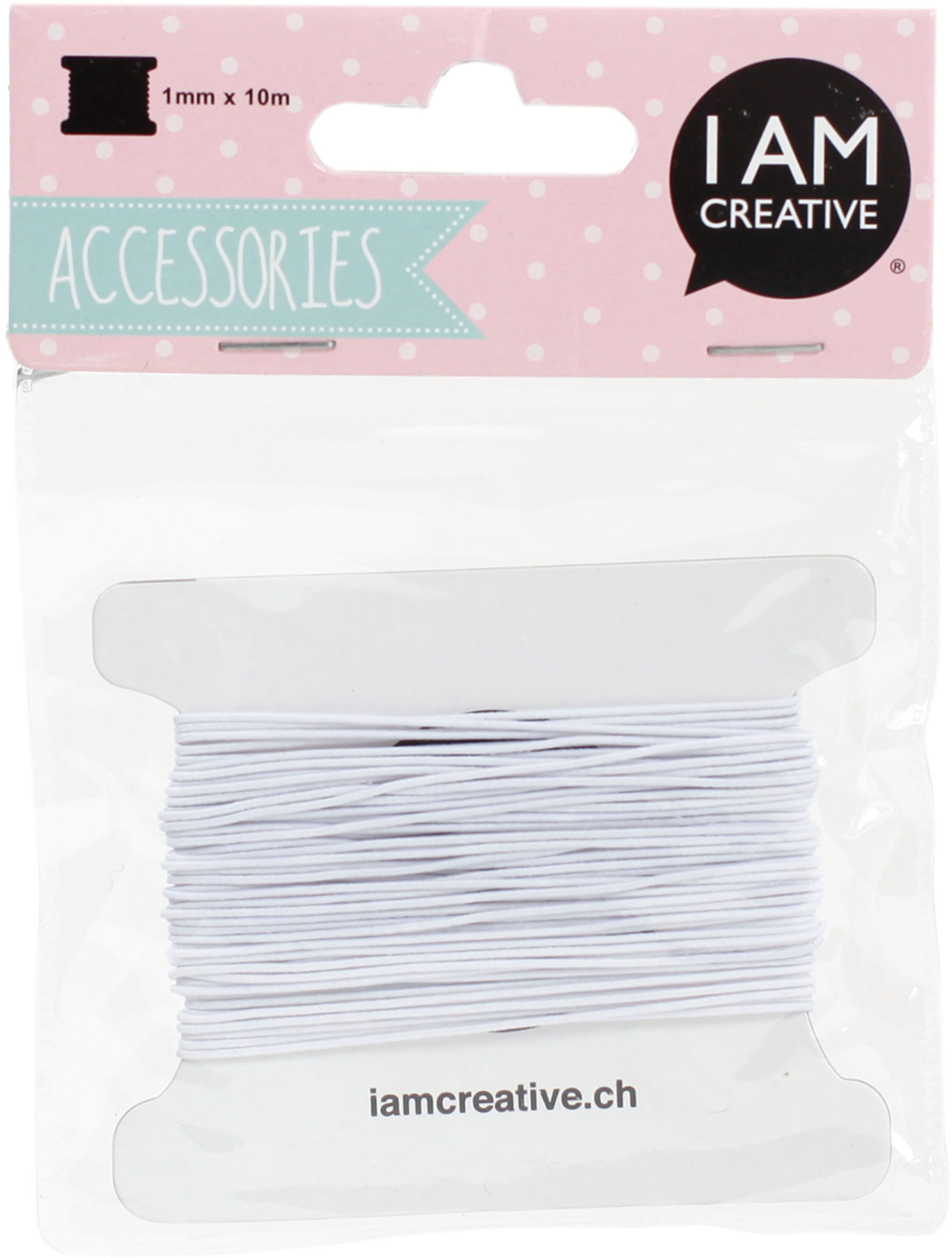 I am creative I AM CREA Elastikfaden – 1 mm, 10 m, Kunststoff, Weiss