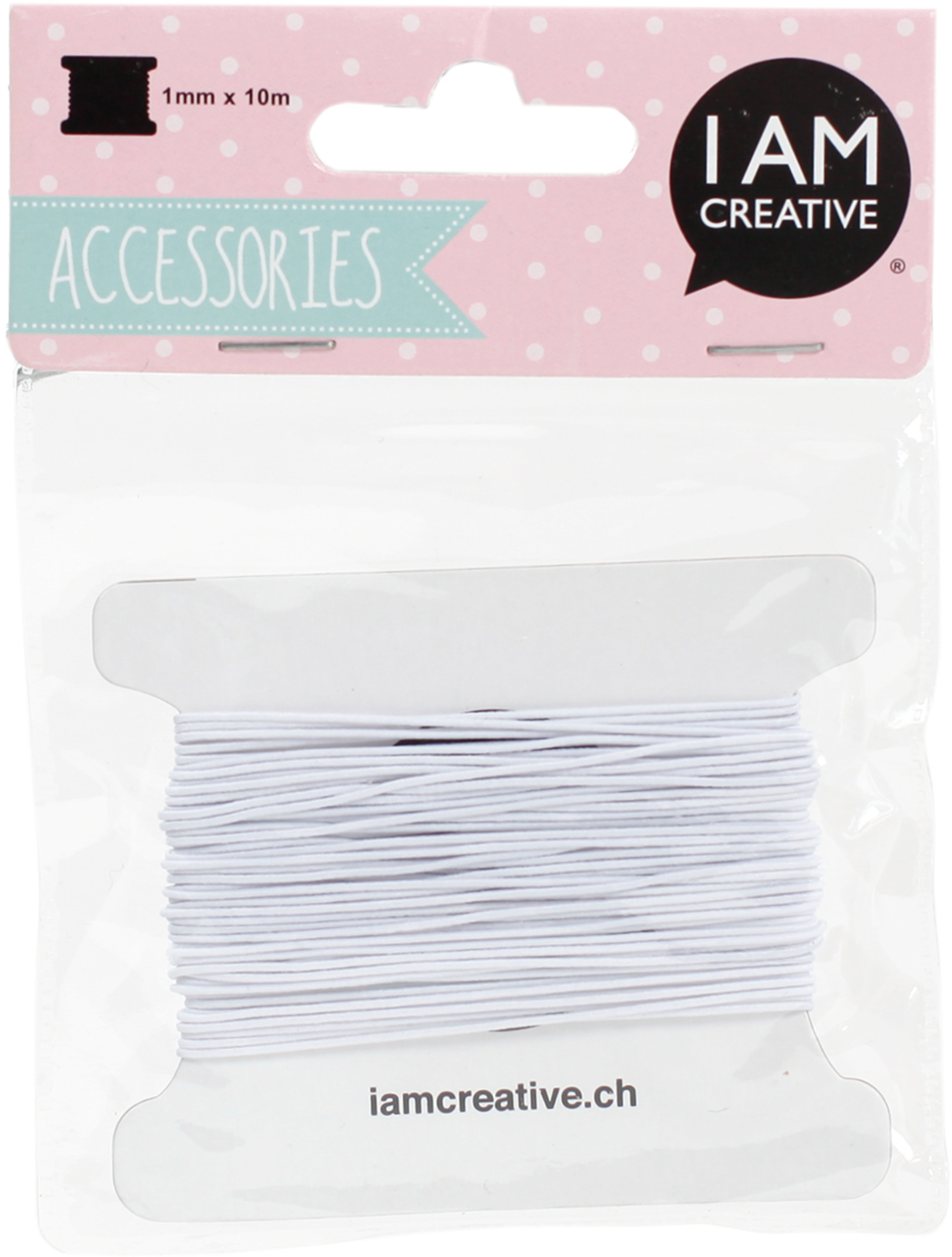 I am creative I AM CREA Elastikfaden – 1 mm, 10 m, Kunststoff, Weiss