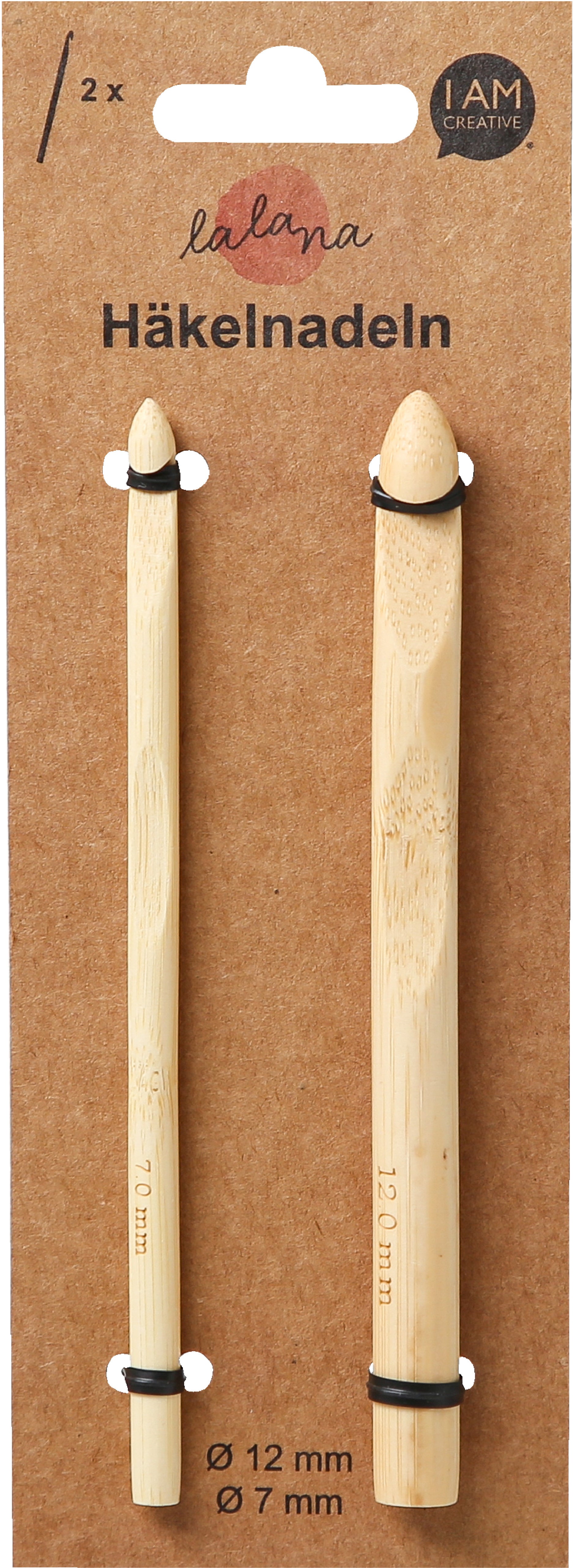 I am creative 6201.1 Häkelnadel-Set 7–12 mm – 2 Stk., Bambus