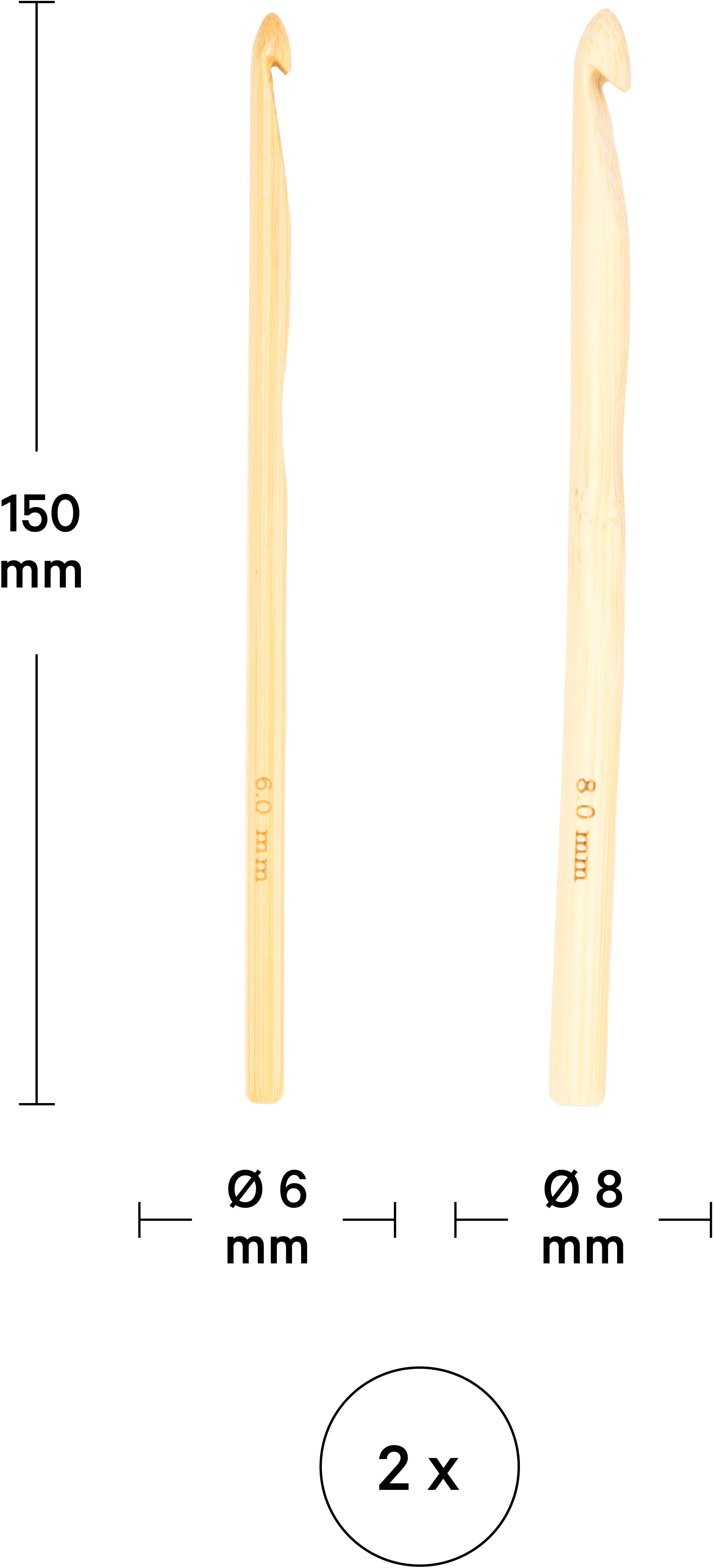 I am creative 6201.12 Häkelnadel-Set – 6–8 mm, 2 Stk., Bambus